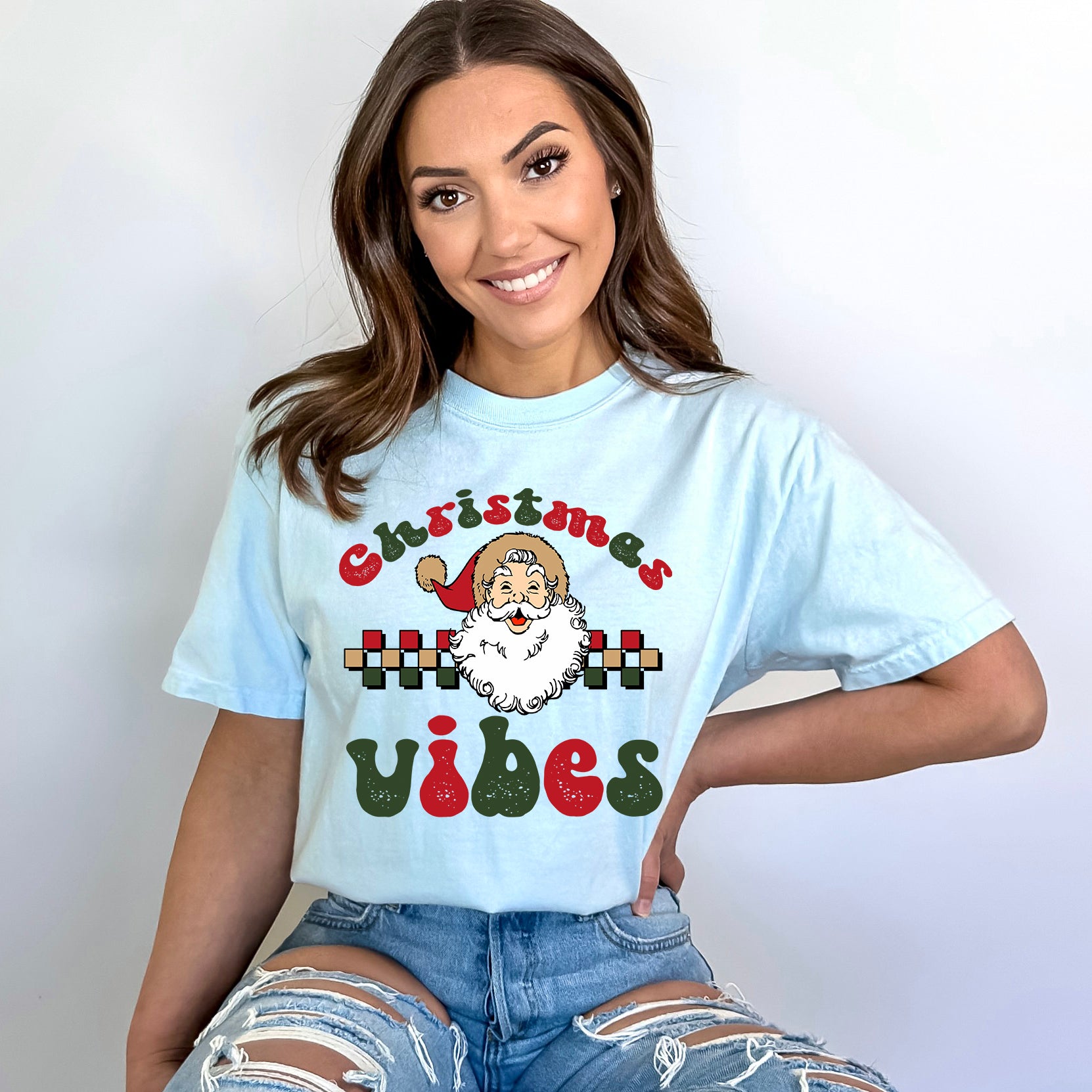 Christmas Vibes Checkered | Garment Dyed Tee