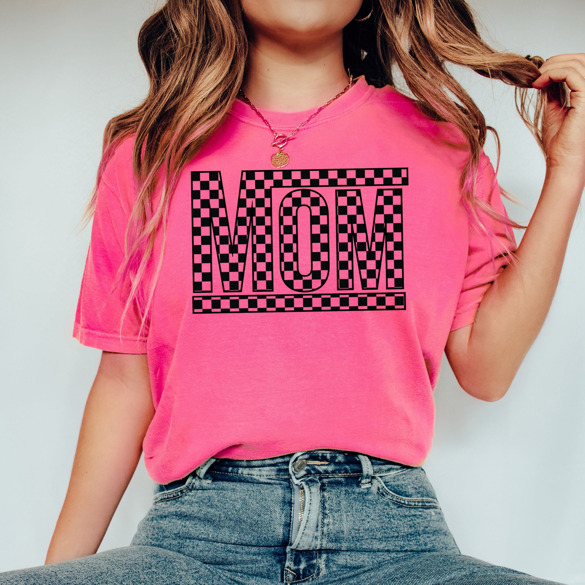 Mom Checkered Box | Garment Dyed Short Sleeve Tee