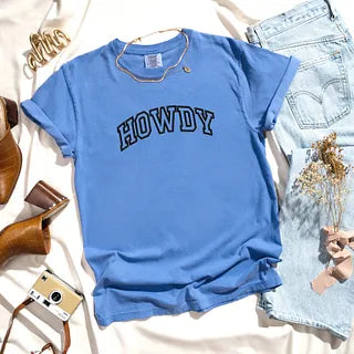 Embroidered Howdy Varsity Outline | Garment Dyed Tee