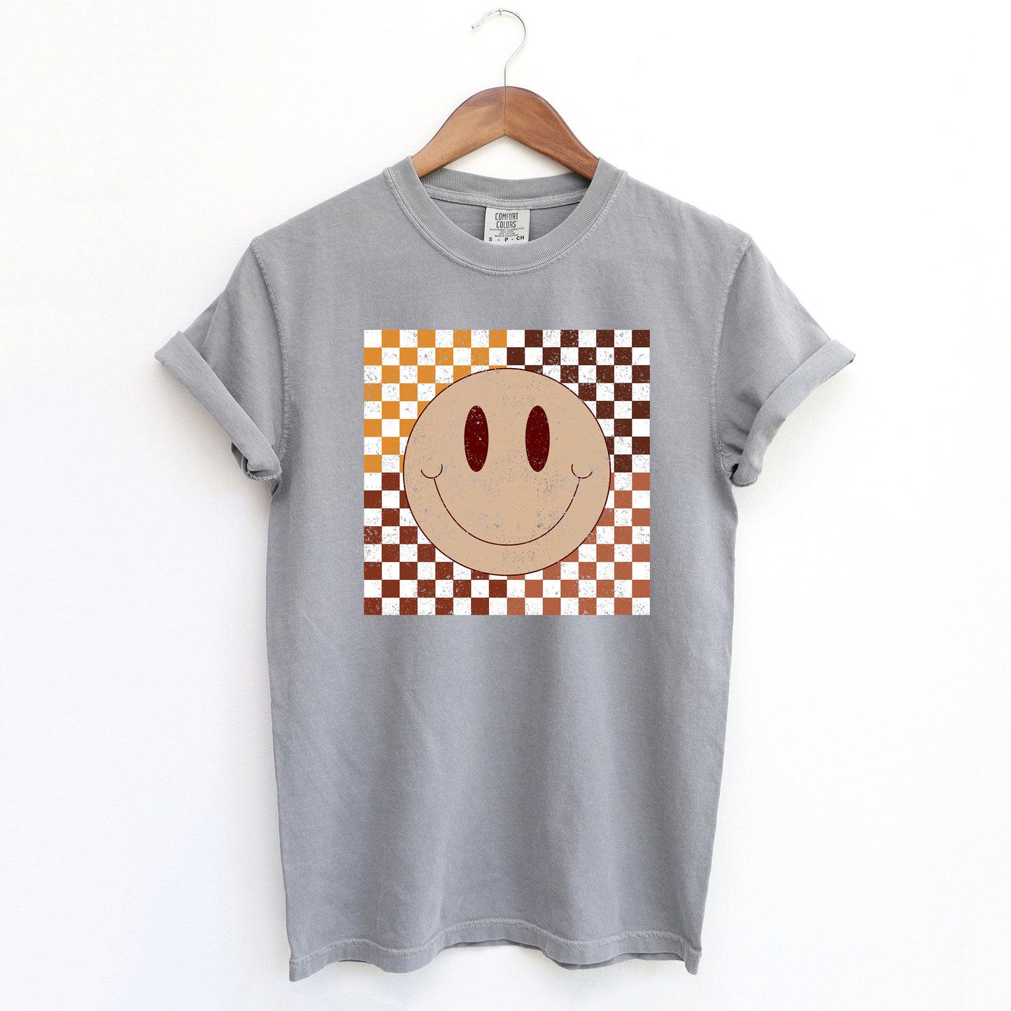 Fall Checkered Smiley | Garment Dyed Tee