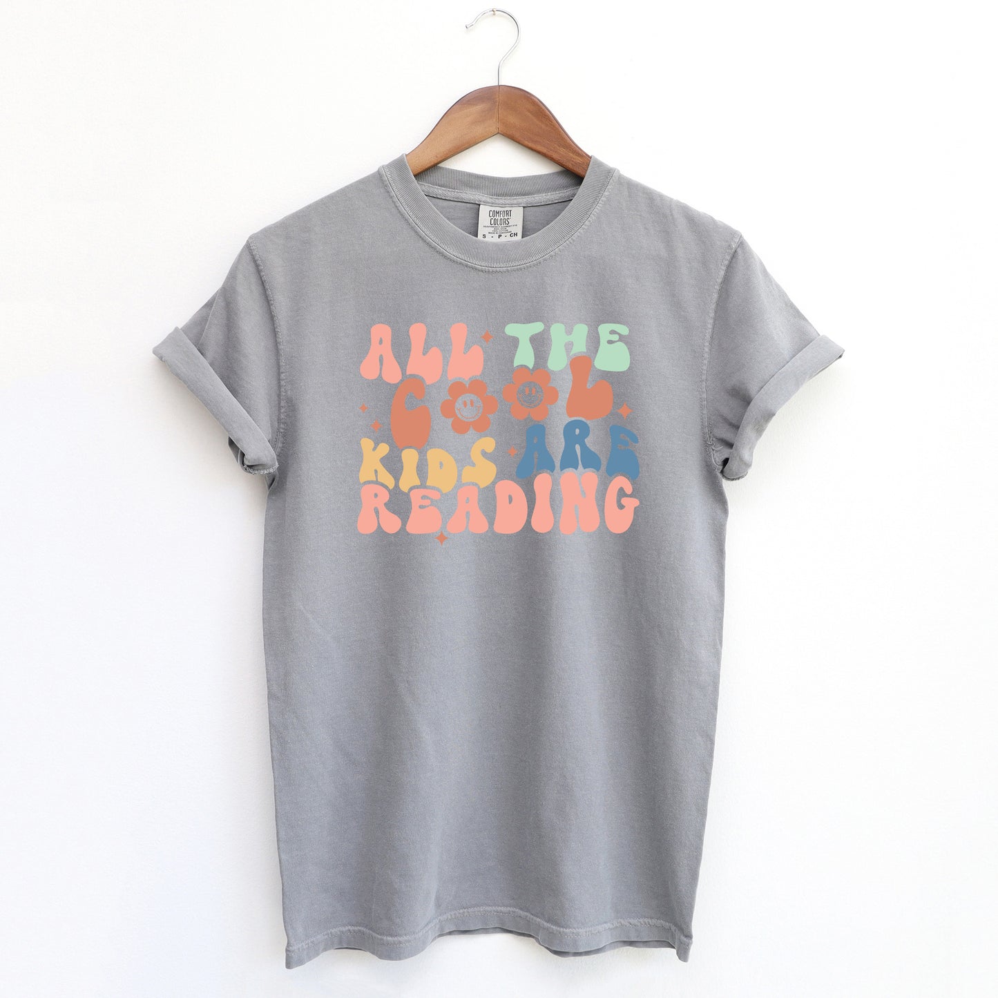 Cool Kids Are Reading Colorful | Garment Dyed Short Sleeve Tee