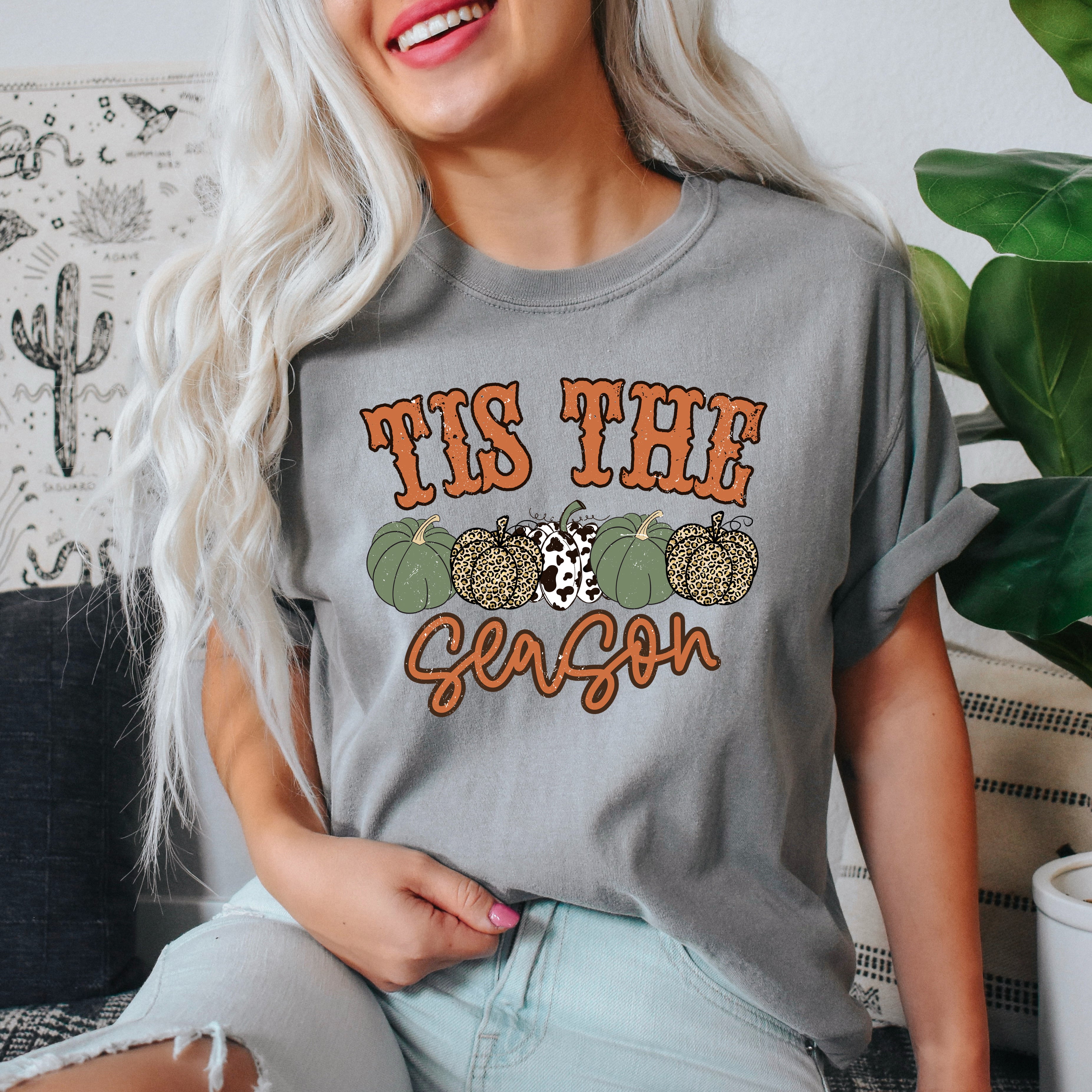 Tis The Season Leopard Pumpkins | Garment Dyed Tee