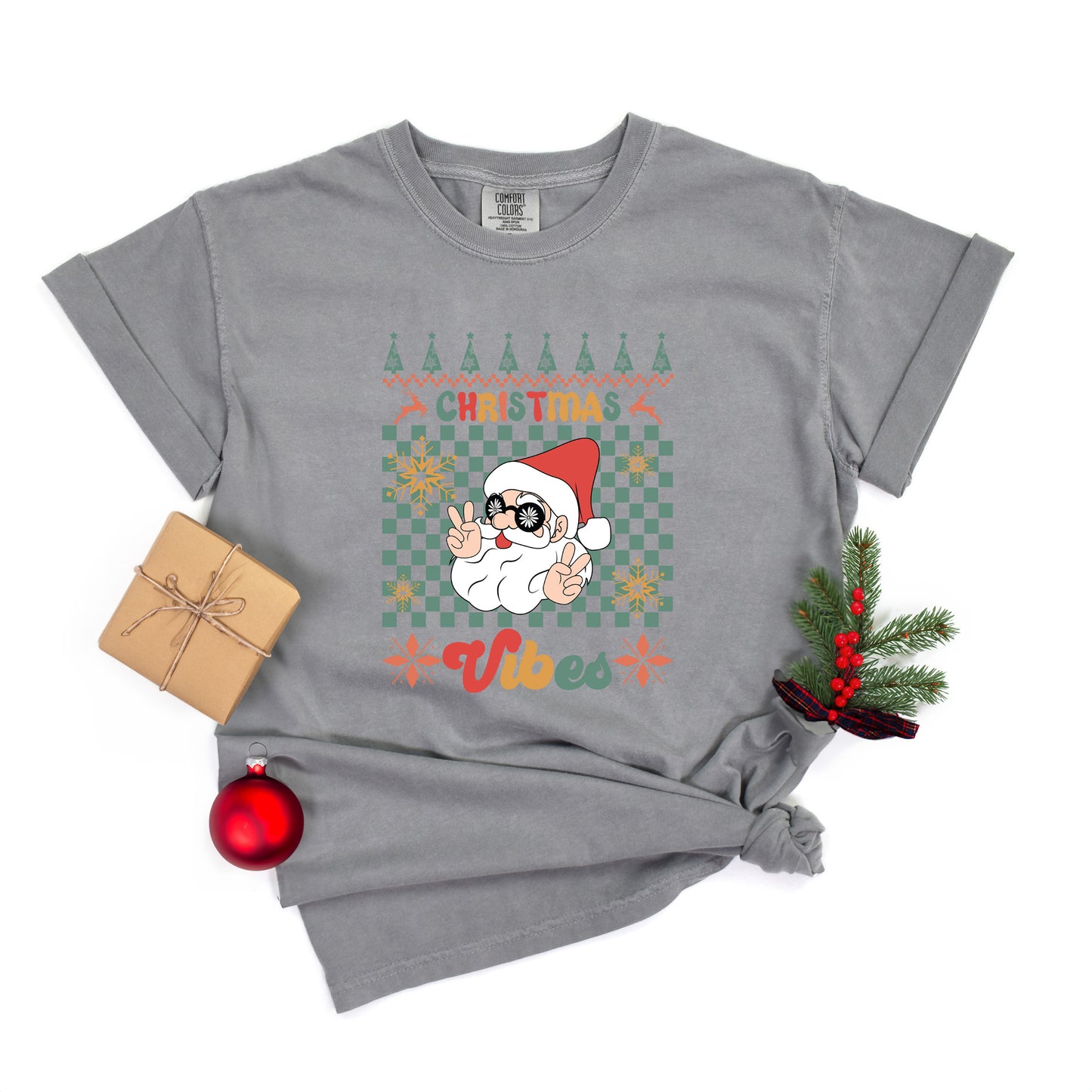 Christmas Vibes Peace Sign | Garment Dyed Tee
