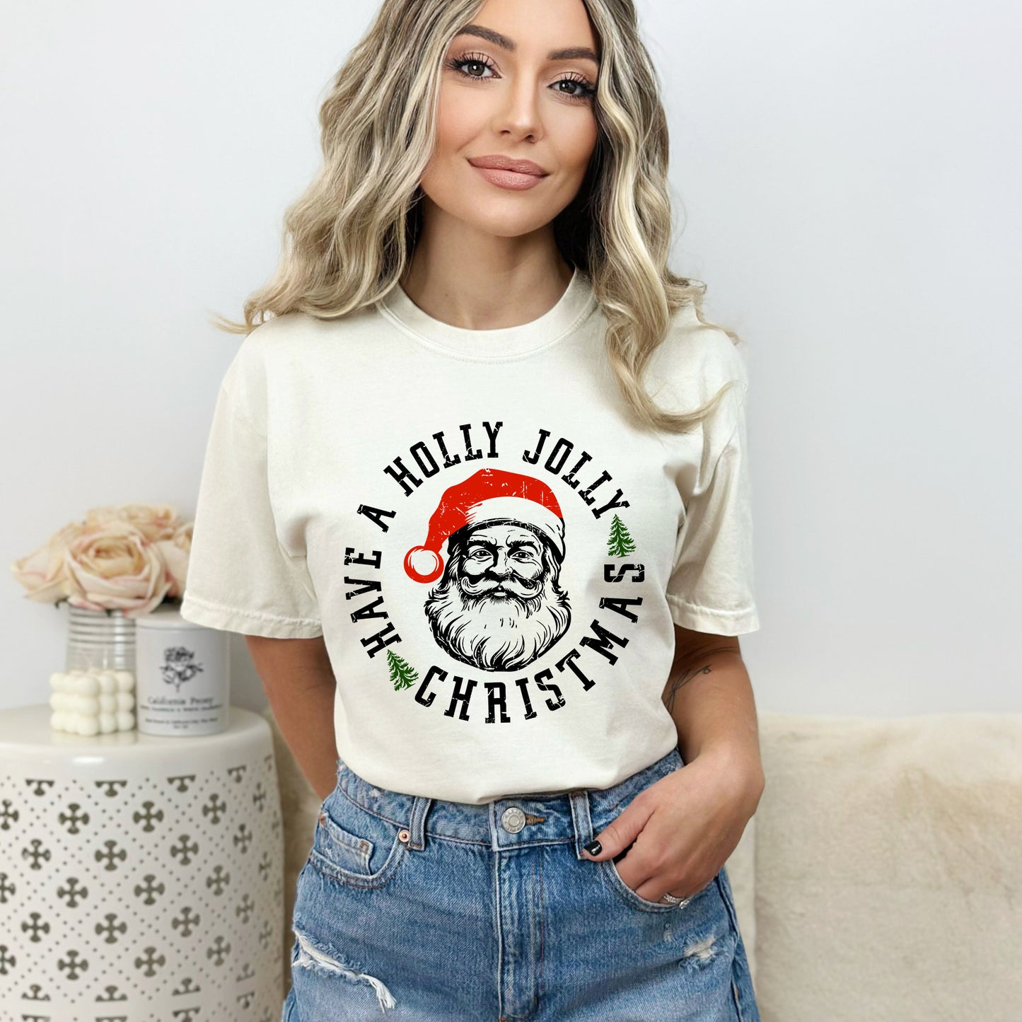 Holly Jolly Santa | Garment Dyed Tee
