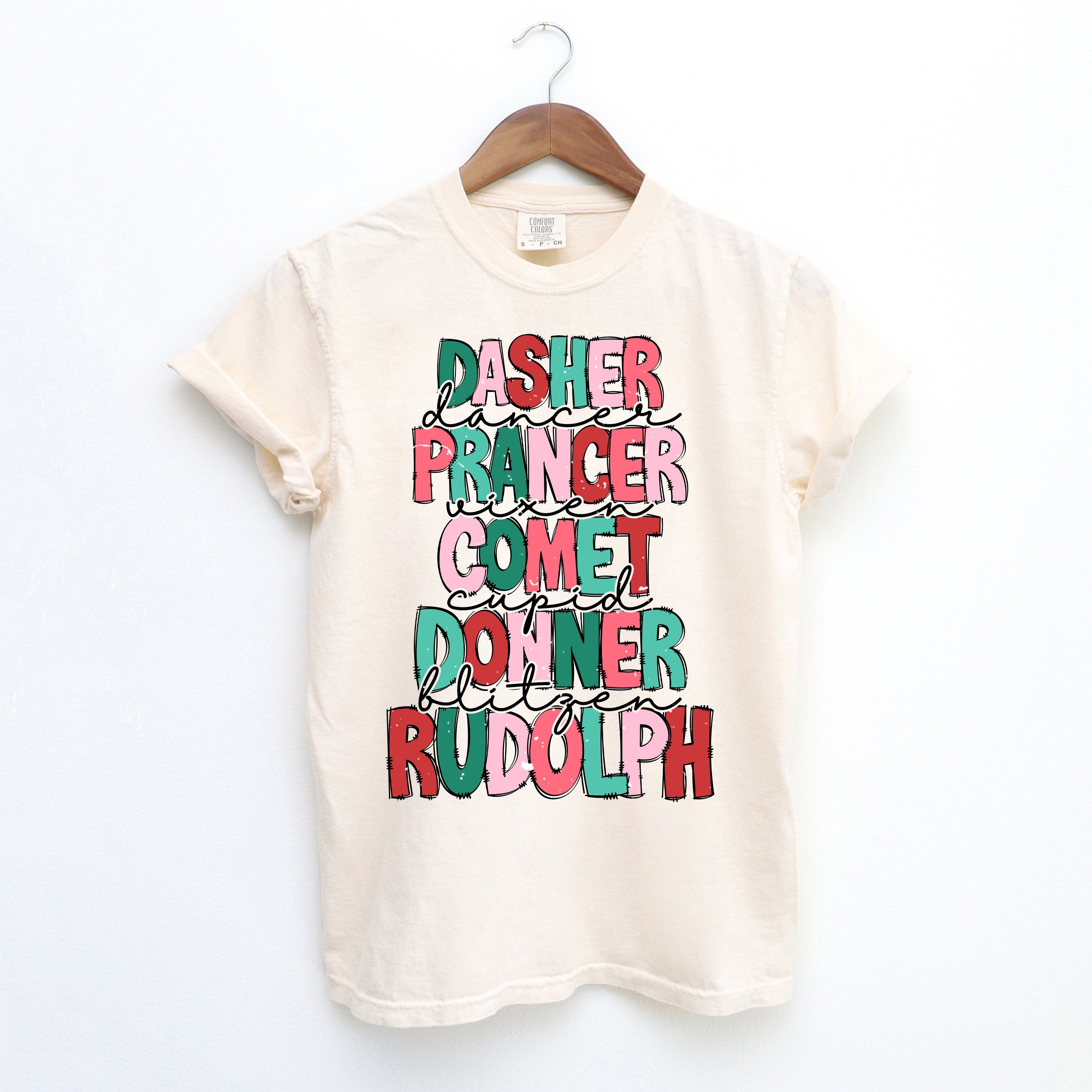 Reindeer Stacked | Garment Dyed Tee