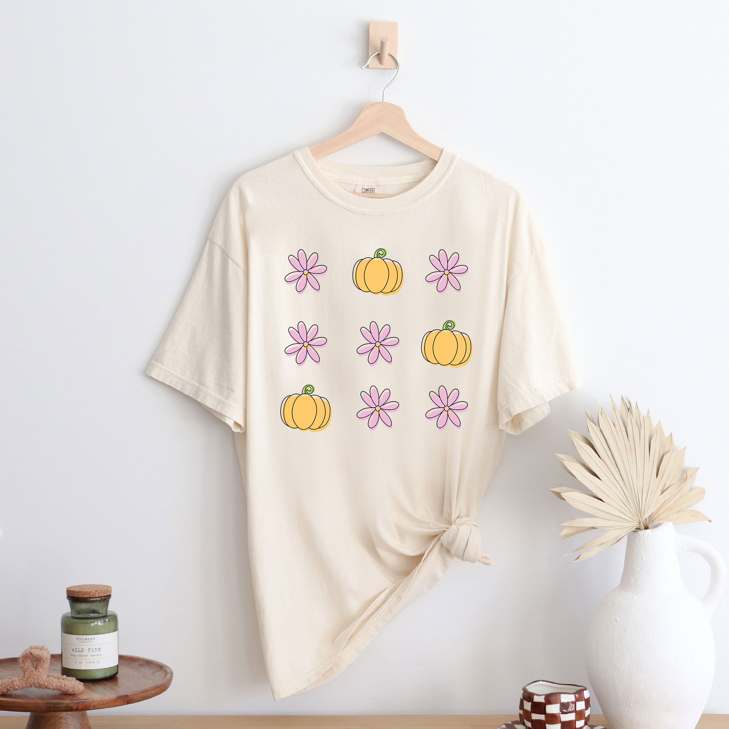 Pumpkin and Flowers | Garment Dyed Tee