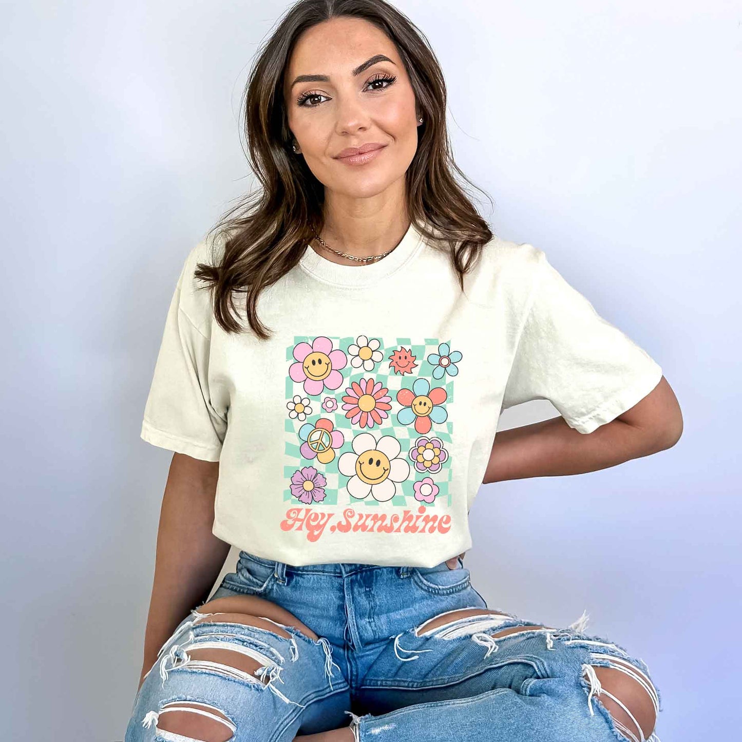 Hey Sunshine Flowers | Garment Dyed Short Sleeve Tee