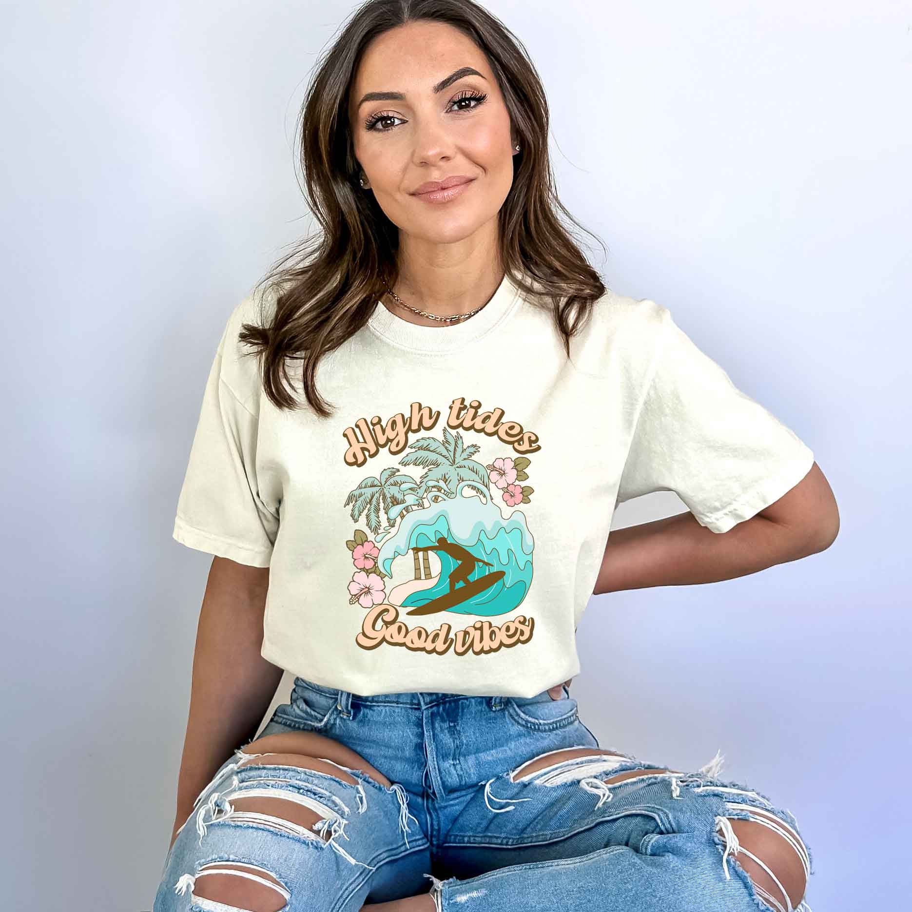 High Tides Good Vibes Wave | Garment Dyed Short Sleeve Tee