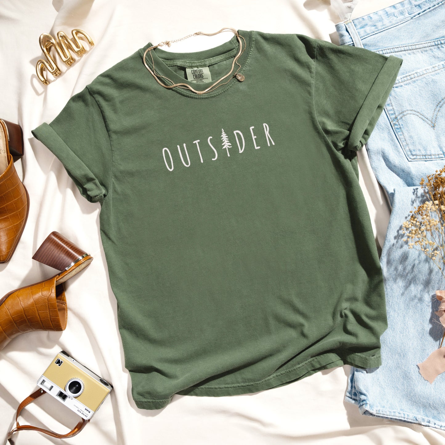 Embroidered Outsider Tree | Garment Dyed Short Sleeve Tee