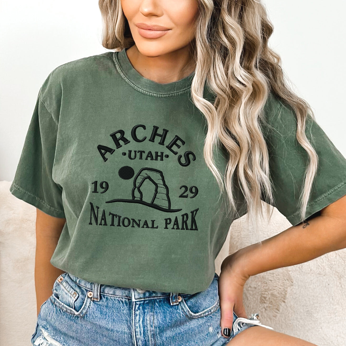 Embroidered Utah Arches | Garment Dyed Short Sleeve Tee