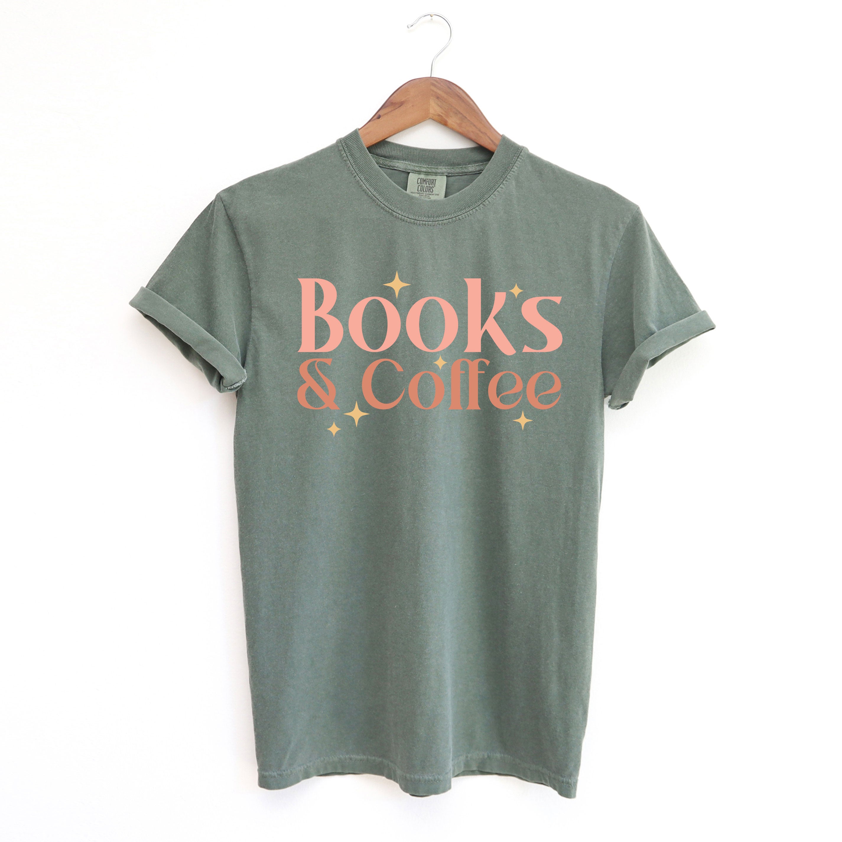 Books And Coffee Stars | Garment Dyed Short Sleeve Tee
