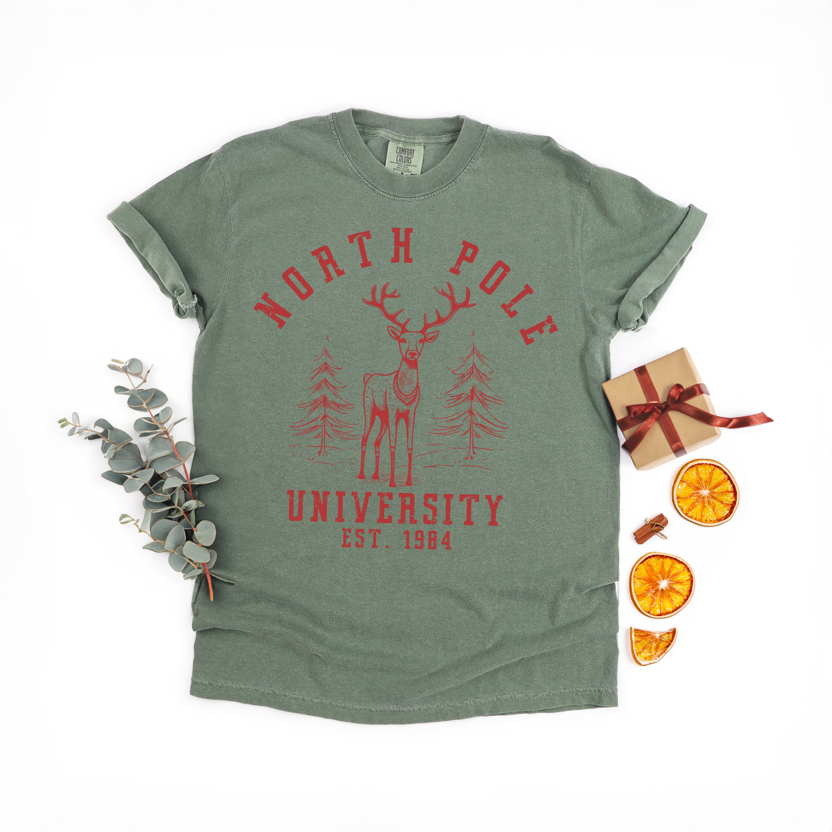North Pole University Deer | Garment Dyed Tee