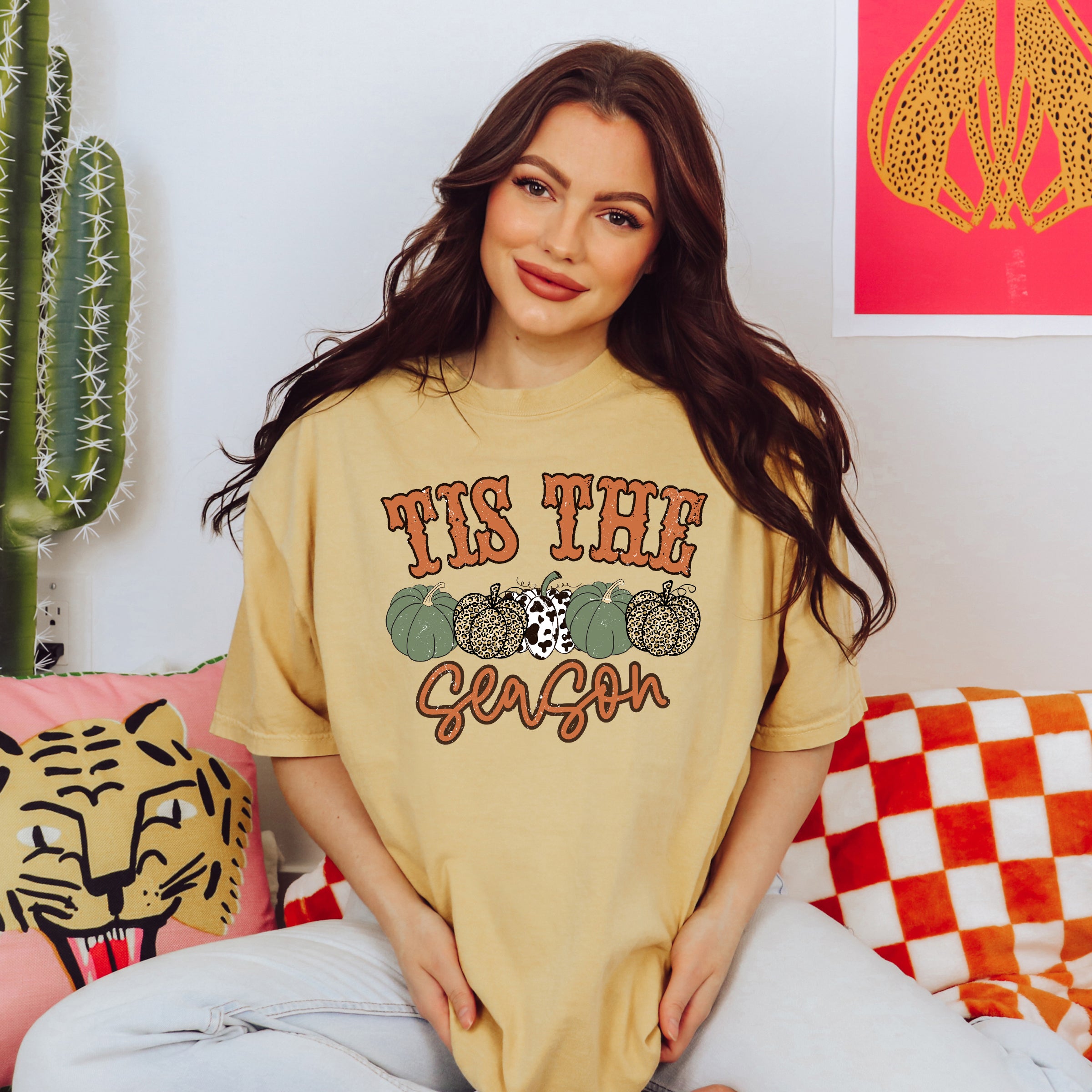 Tis The Season Leopard Pumpkins | Garment Dyed Tee