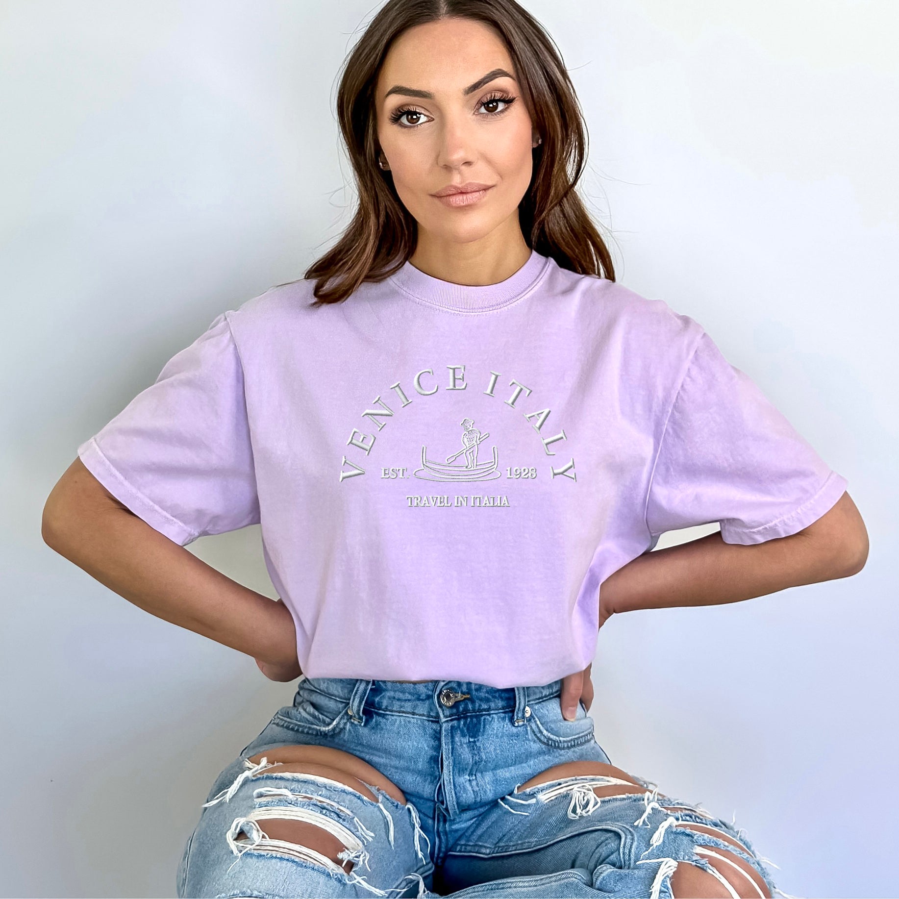 Embroidered Venice Italy | Garment Dyed Short Sleeve Tee