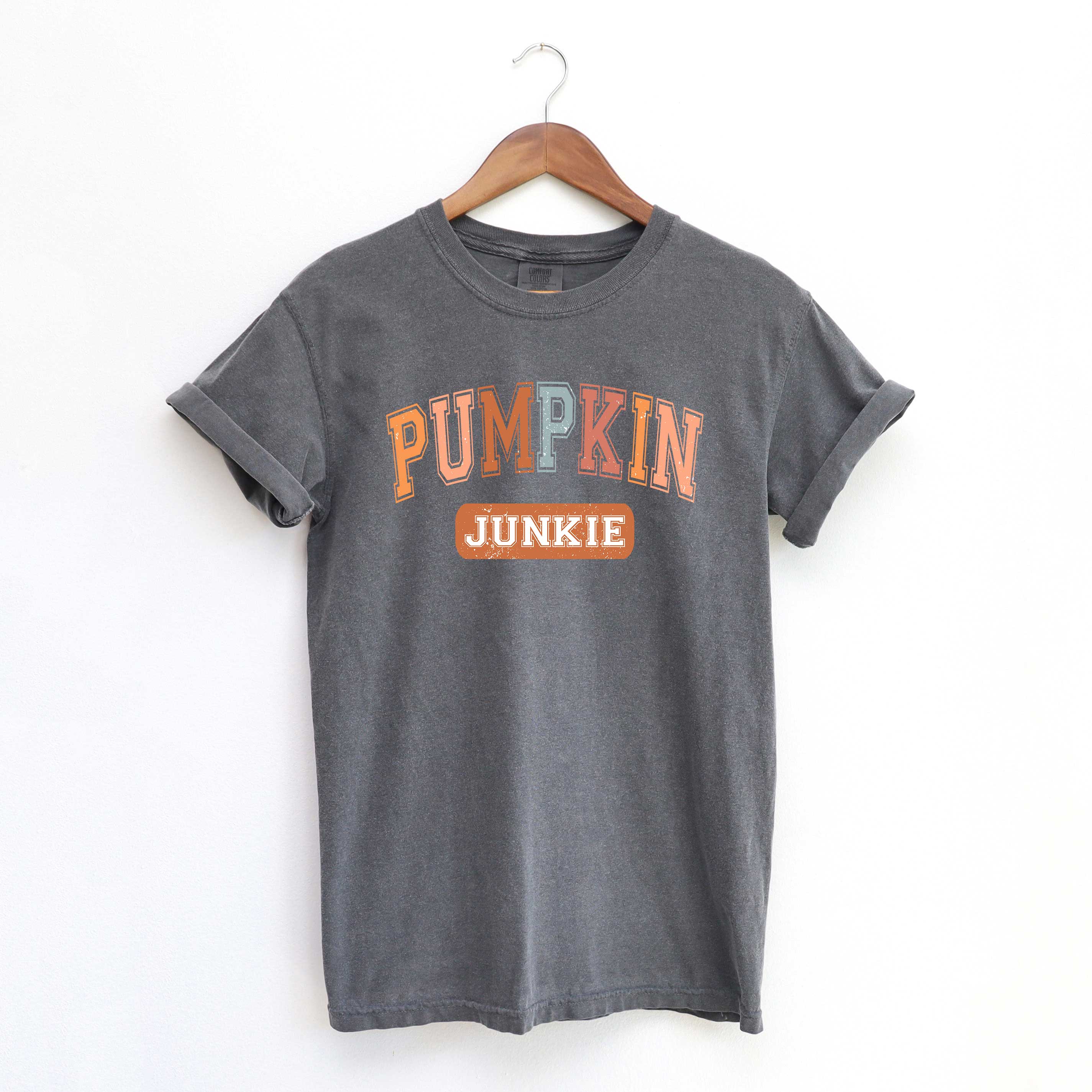 Varsity Pumpkin Junkie | Garment Dyed Tee