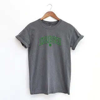 Embroidered Irish Varsity Clover | Garment Dyed Short Sleeve Tee