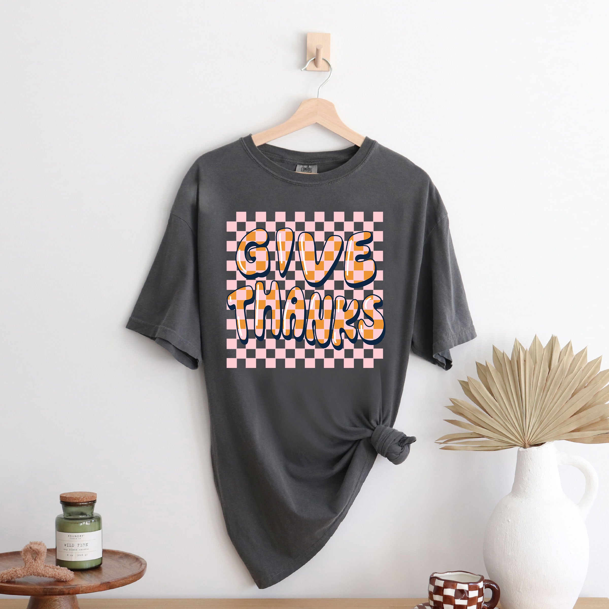 Give Thanks Checkered | Garment Dyed Short Sleeve Tee