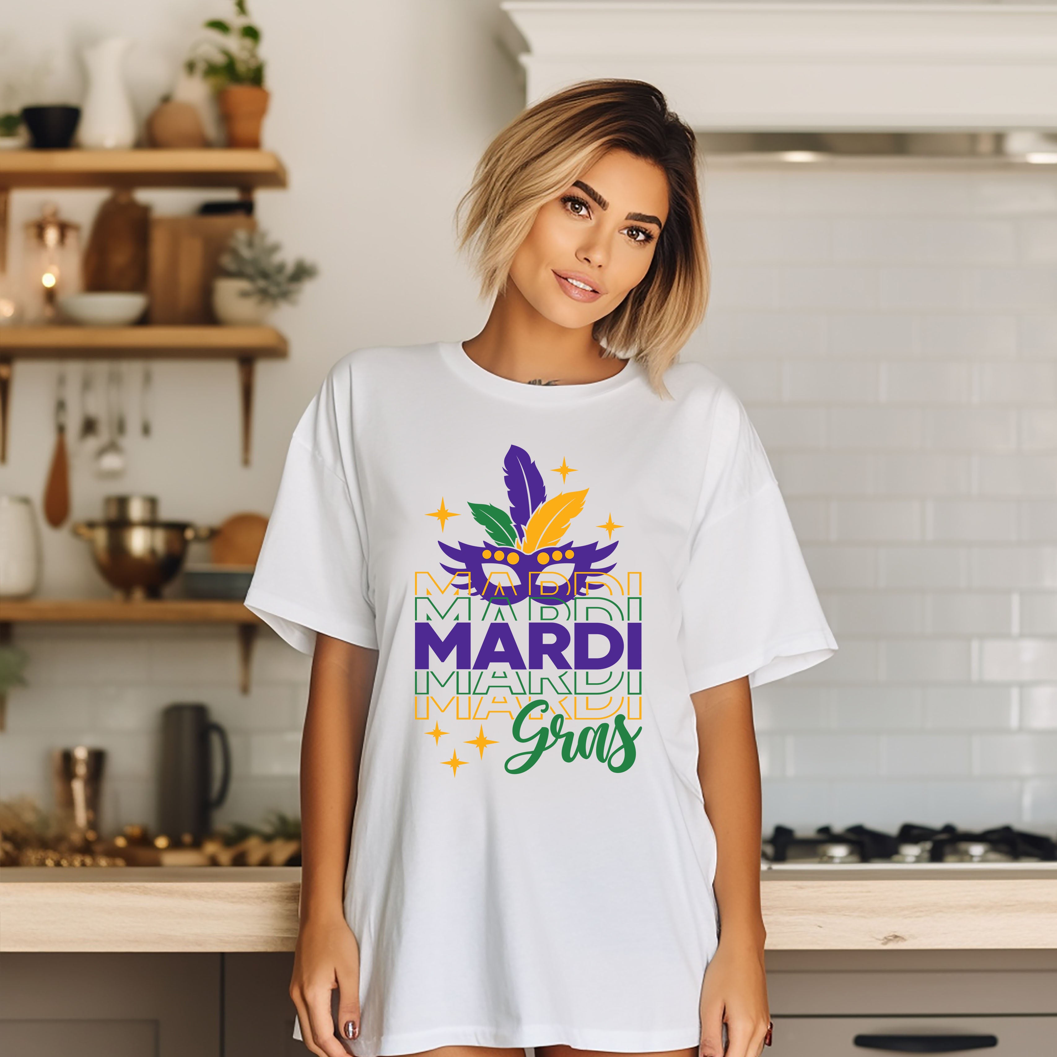 Mardi Gras Mask Sparkle | Garment Dyed Short Sleeve Tee