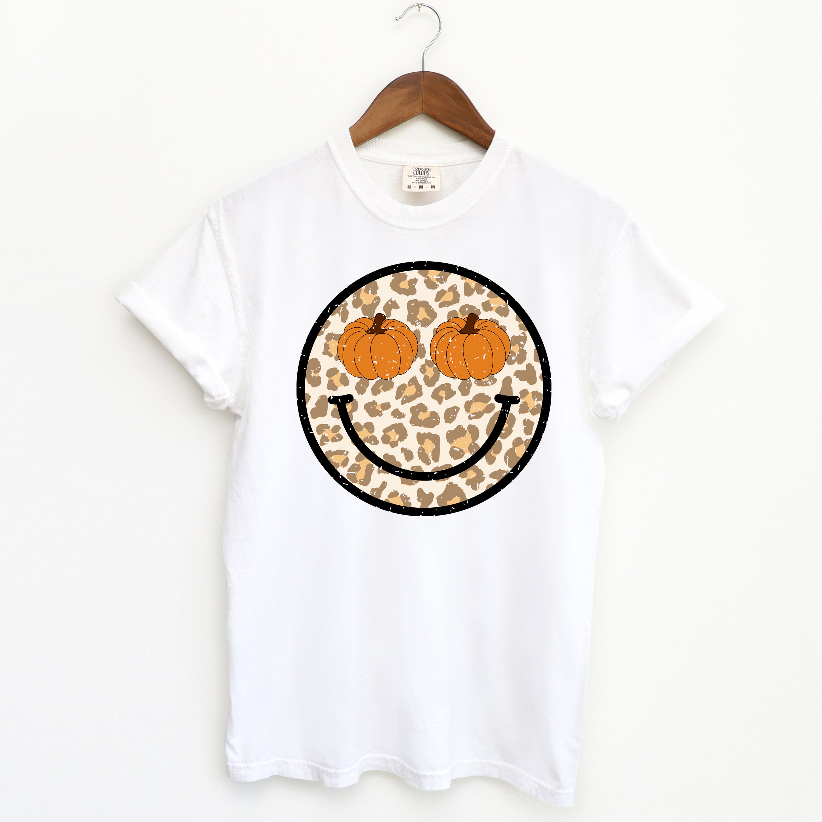 Pumpkin Leopard Smiley | Garment Dyed Tee