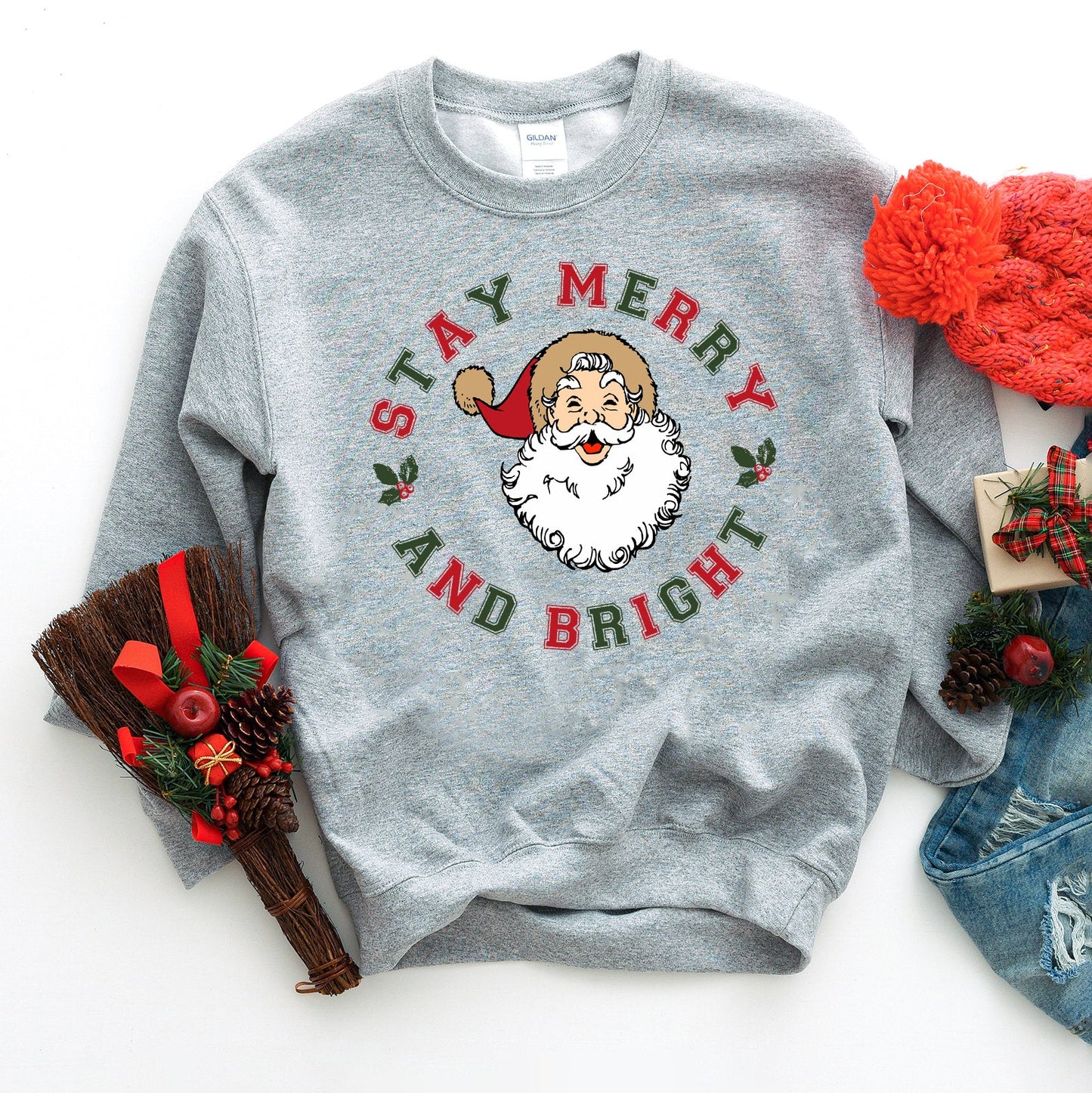 Clearance Stay Merry and Bright Circle | Sweatshirt