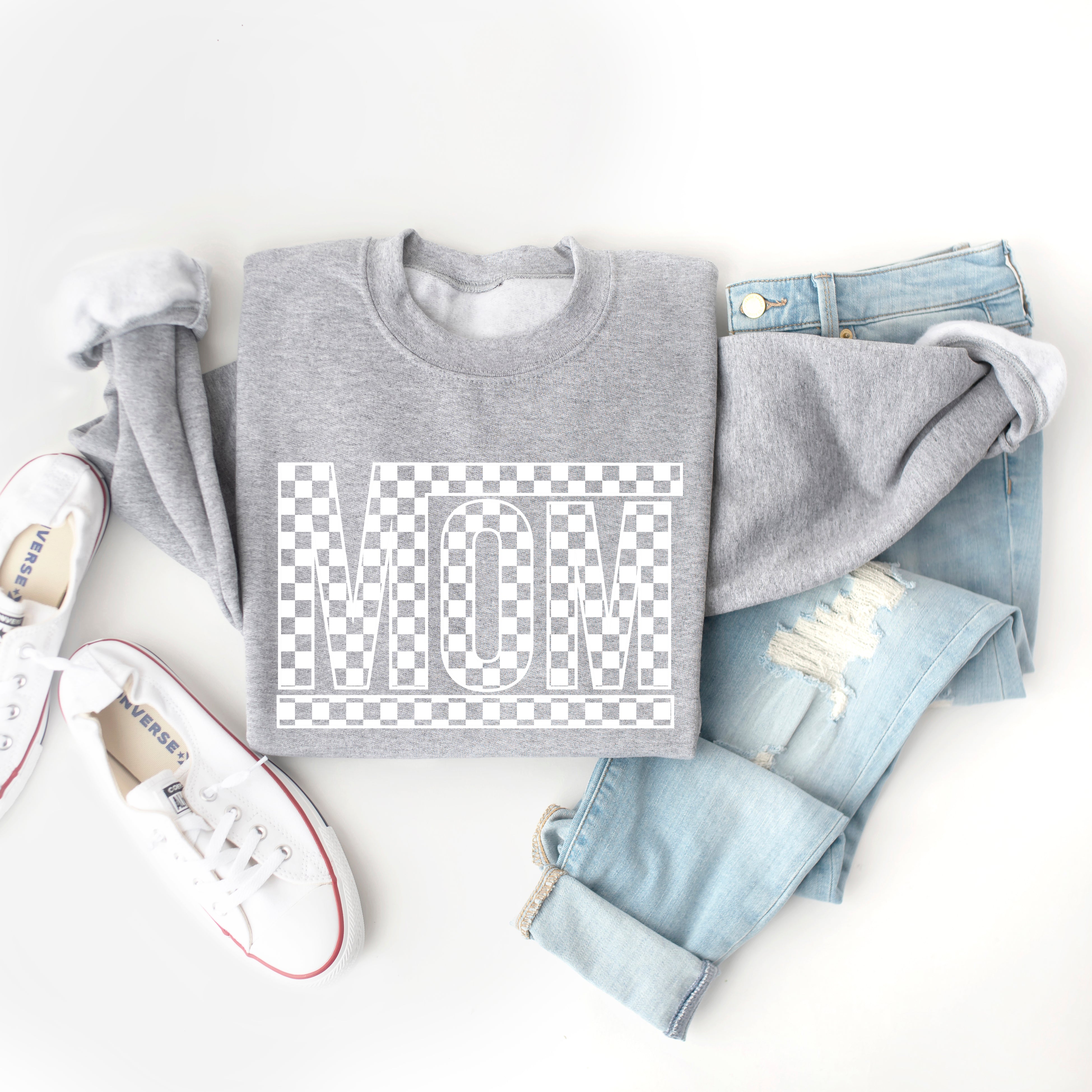 Mom Checkered Box | Sweatshirt