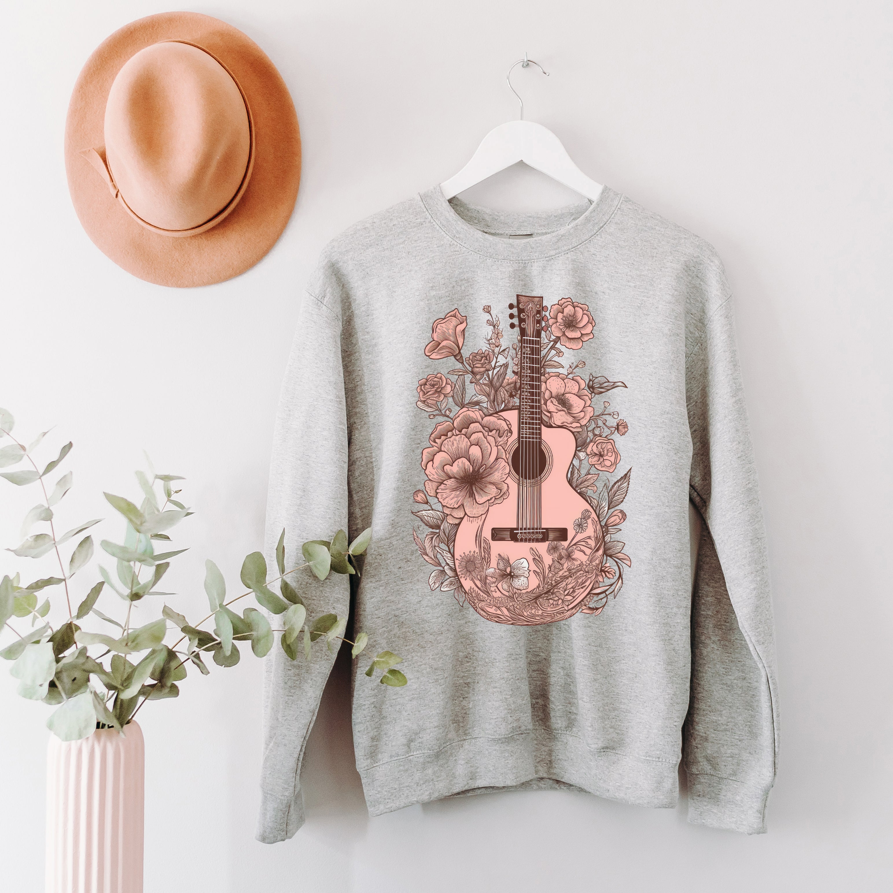 Pink Guitar Floral | Sweatshirt
