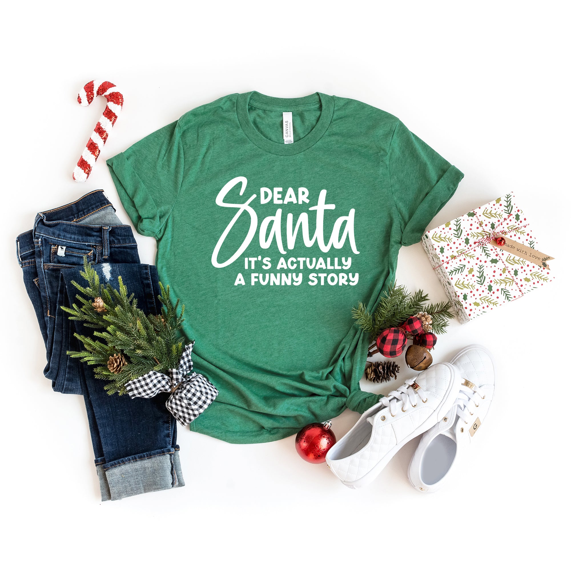 Dear Santa It's A Funny Story | Short Sleeve Crew Neck