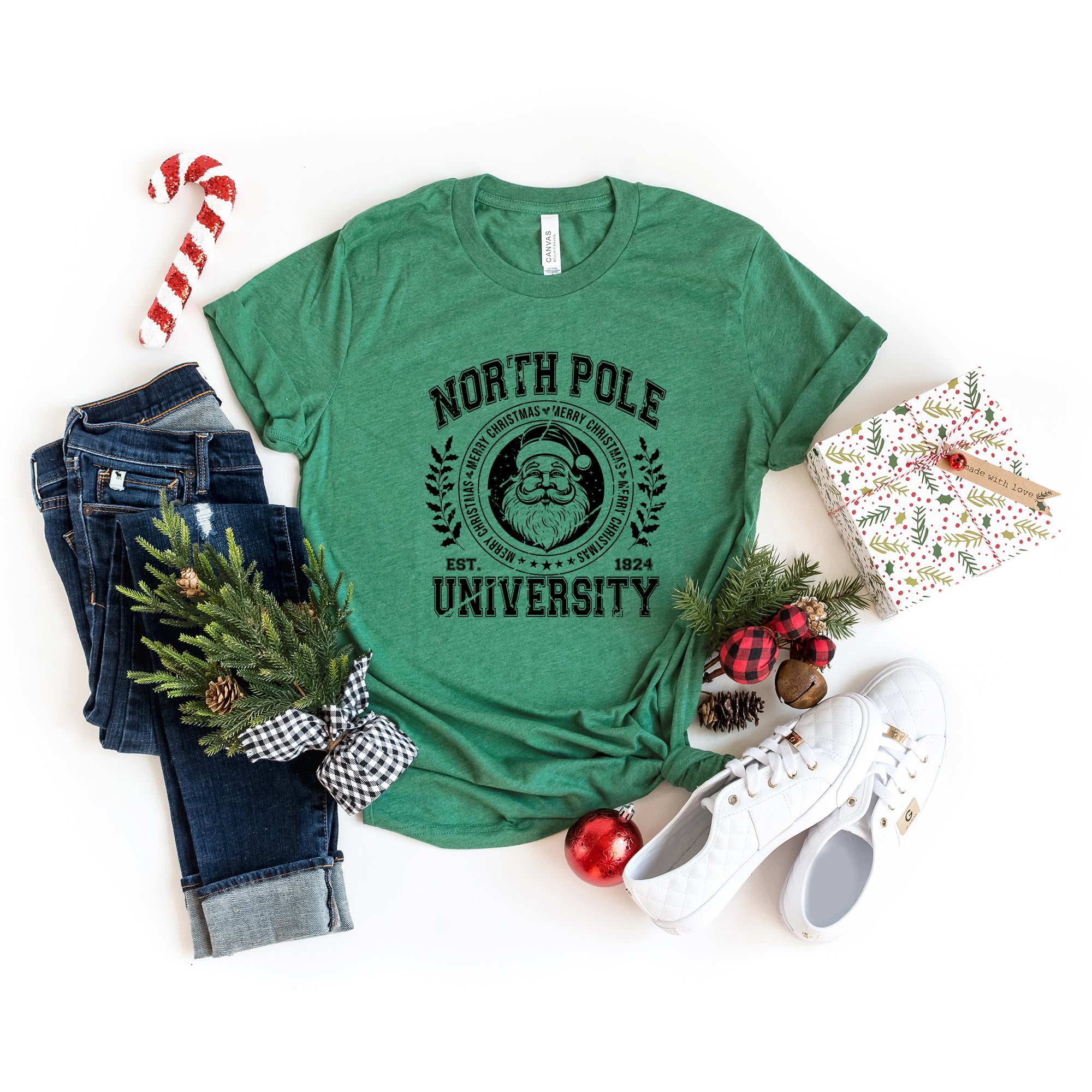 North Pole University Distressed | Short Sleeve Crew Neck