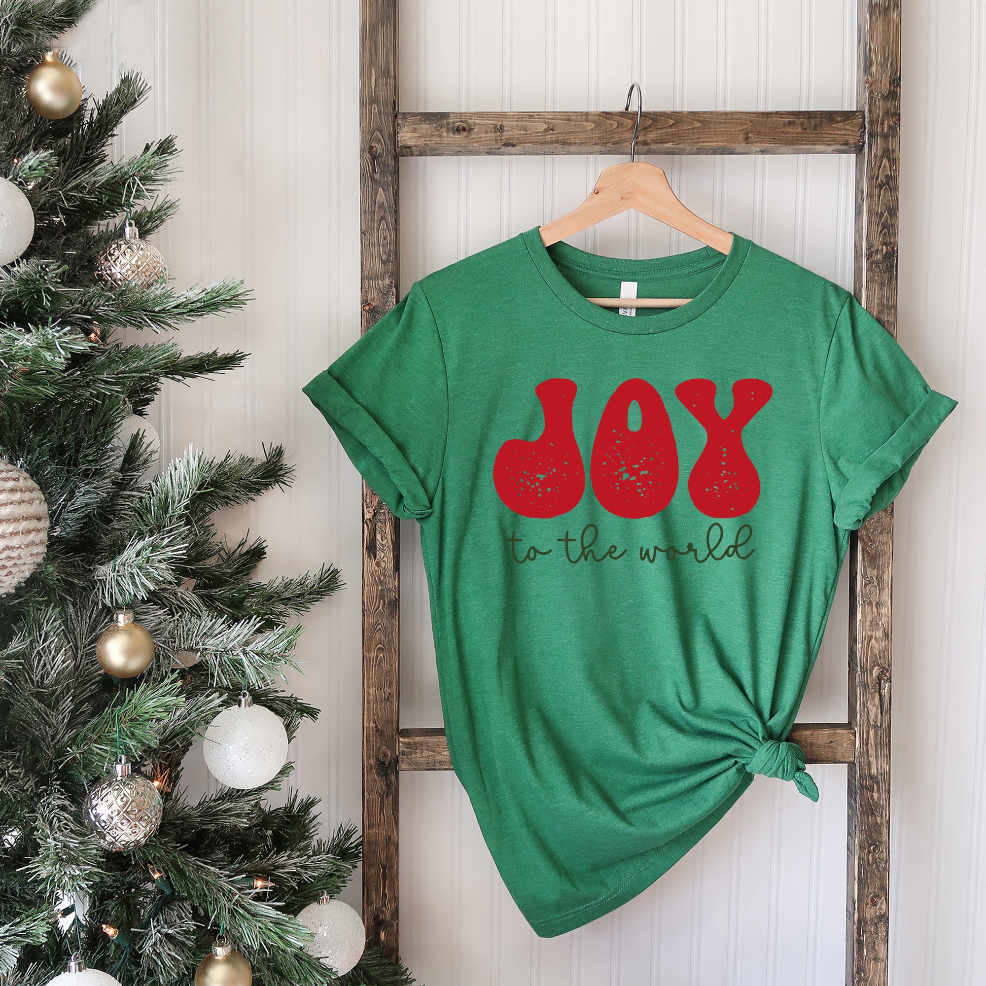 Joy To The World Cursive | Short Sleeve Crew Neck