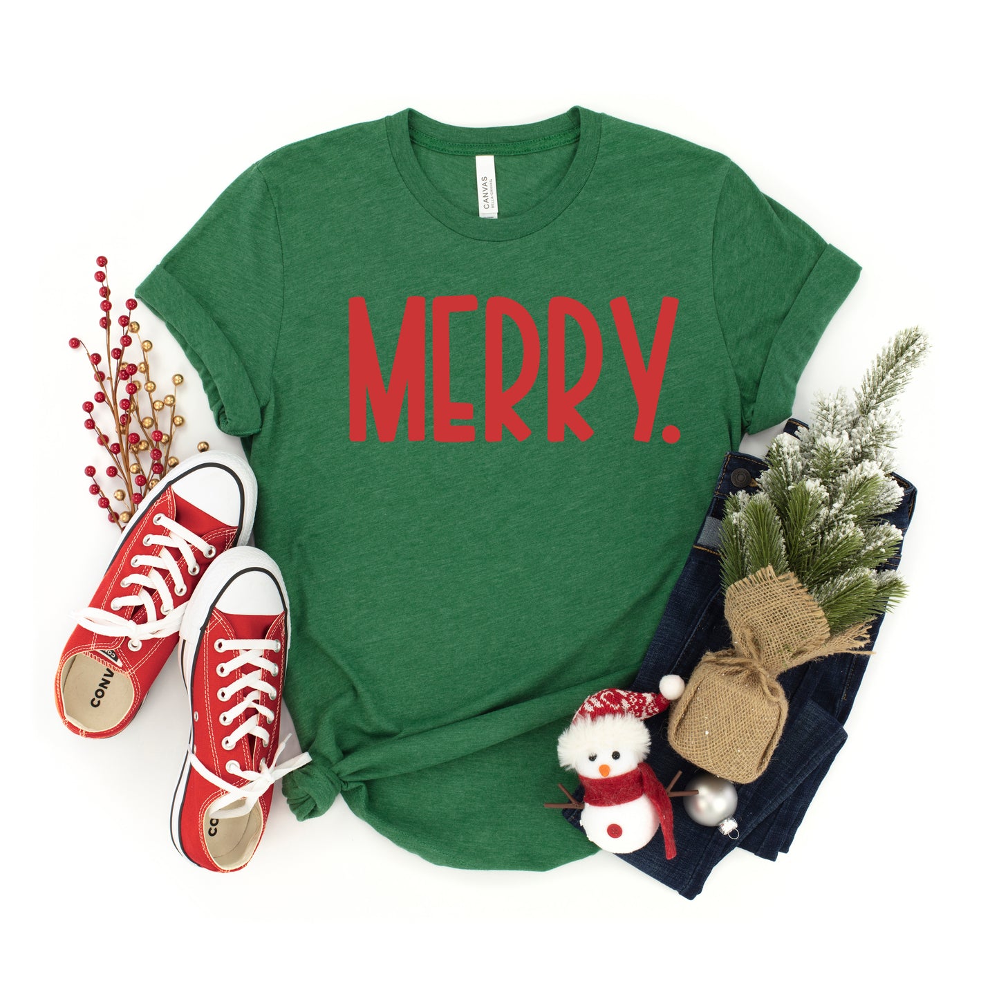 Merry Bold Word | Short Sleeve Crew Neck