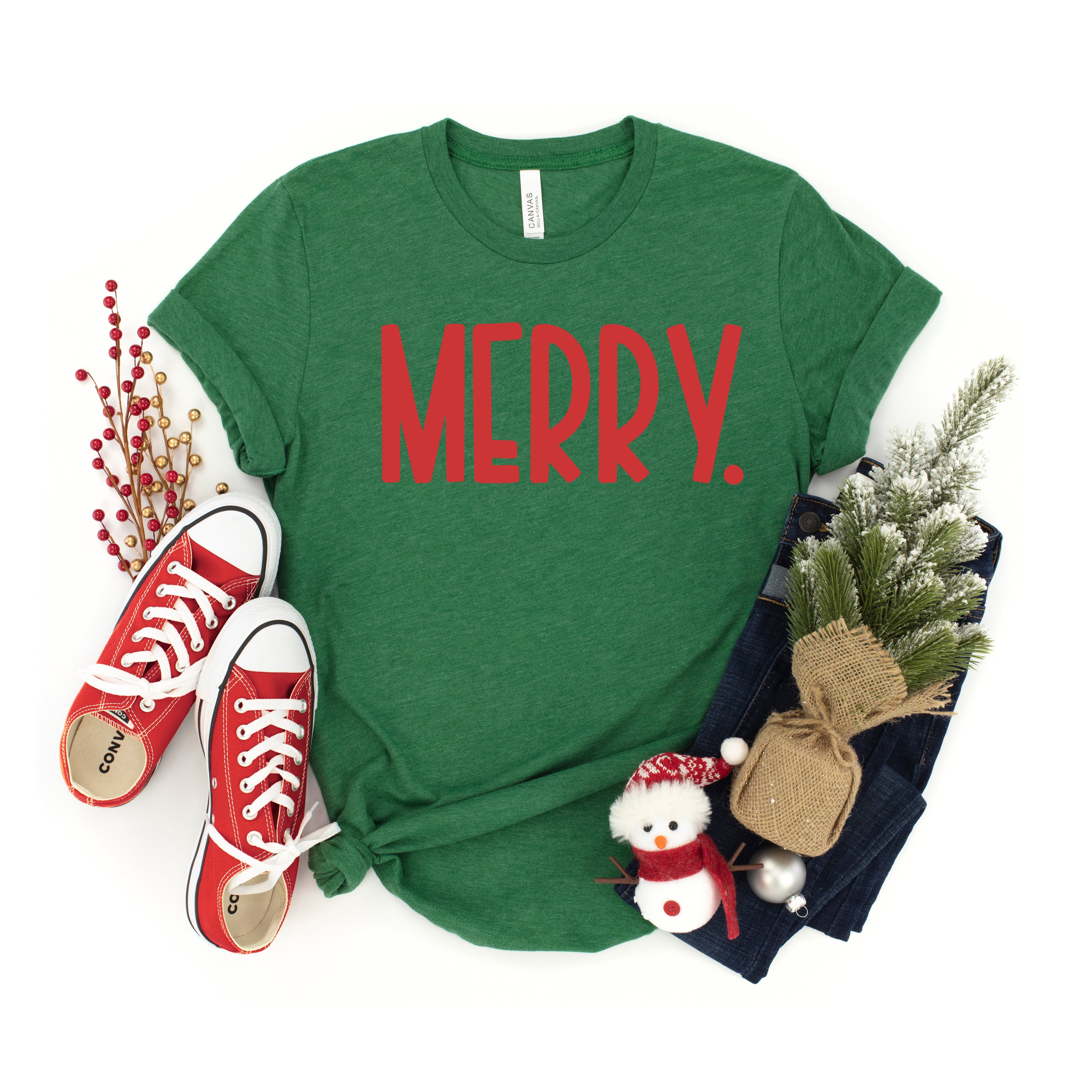 Merry Bold Word  | Short Sleeve Crew Neck