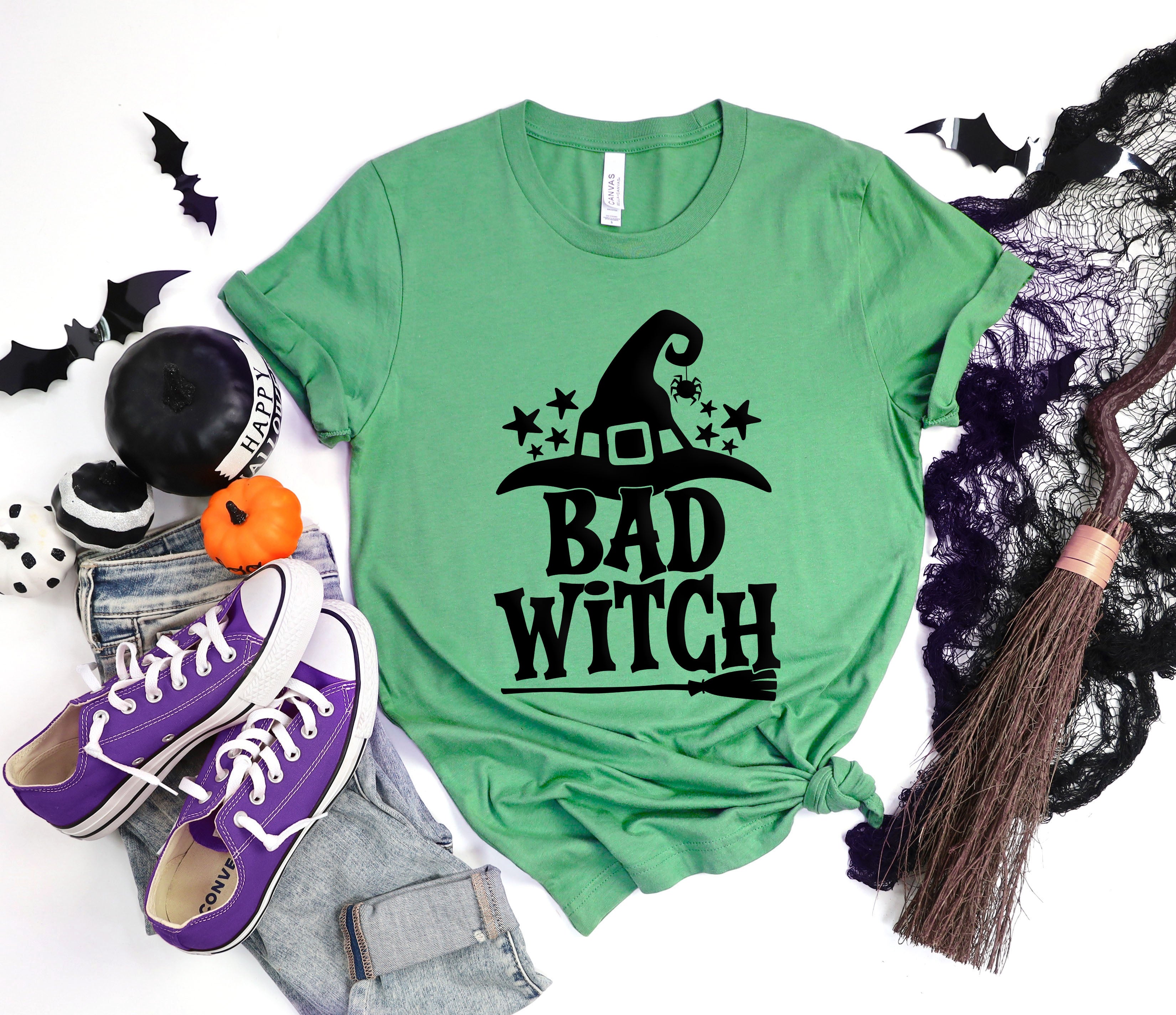 Bad Witch Broom Puff Print | Short Sleeve Graphic Tee