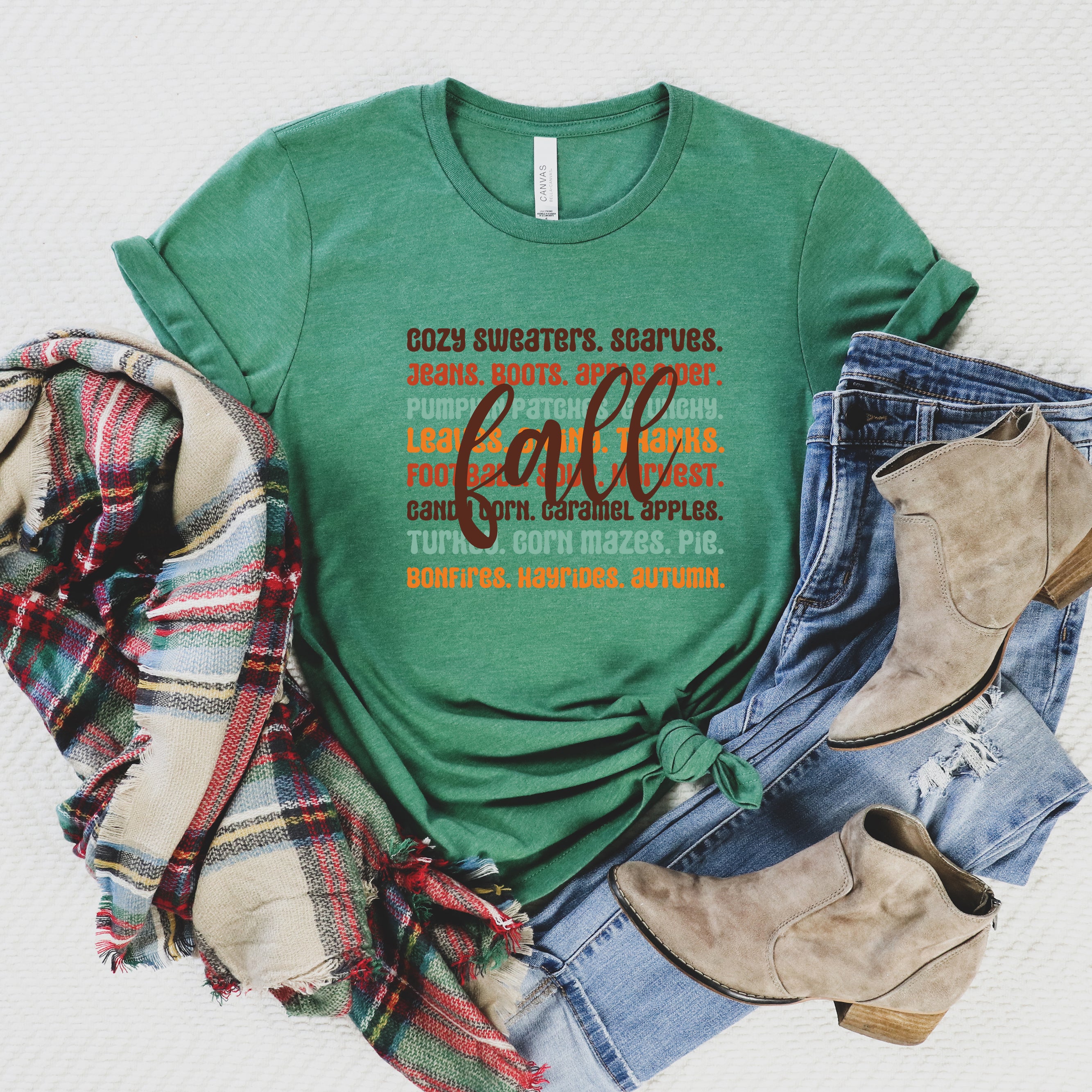 Cursive Fall Layered | Short Sleeve Crewneck