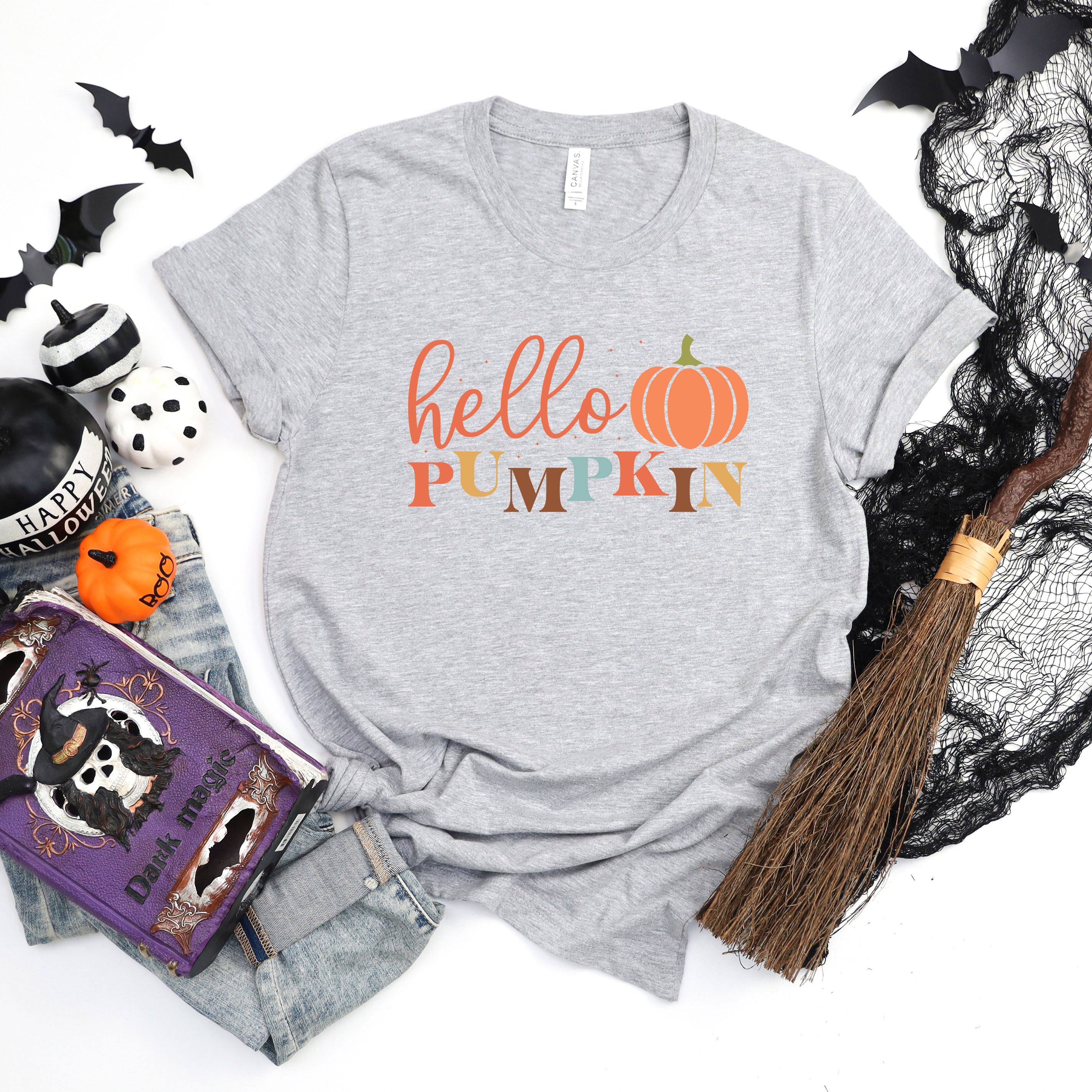 Cursive Hello Pumpkin | Short Sleeve Crew Neck