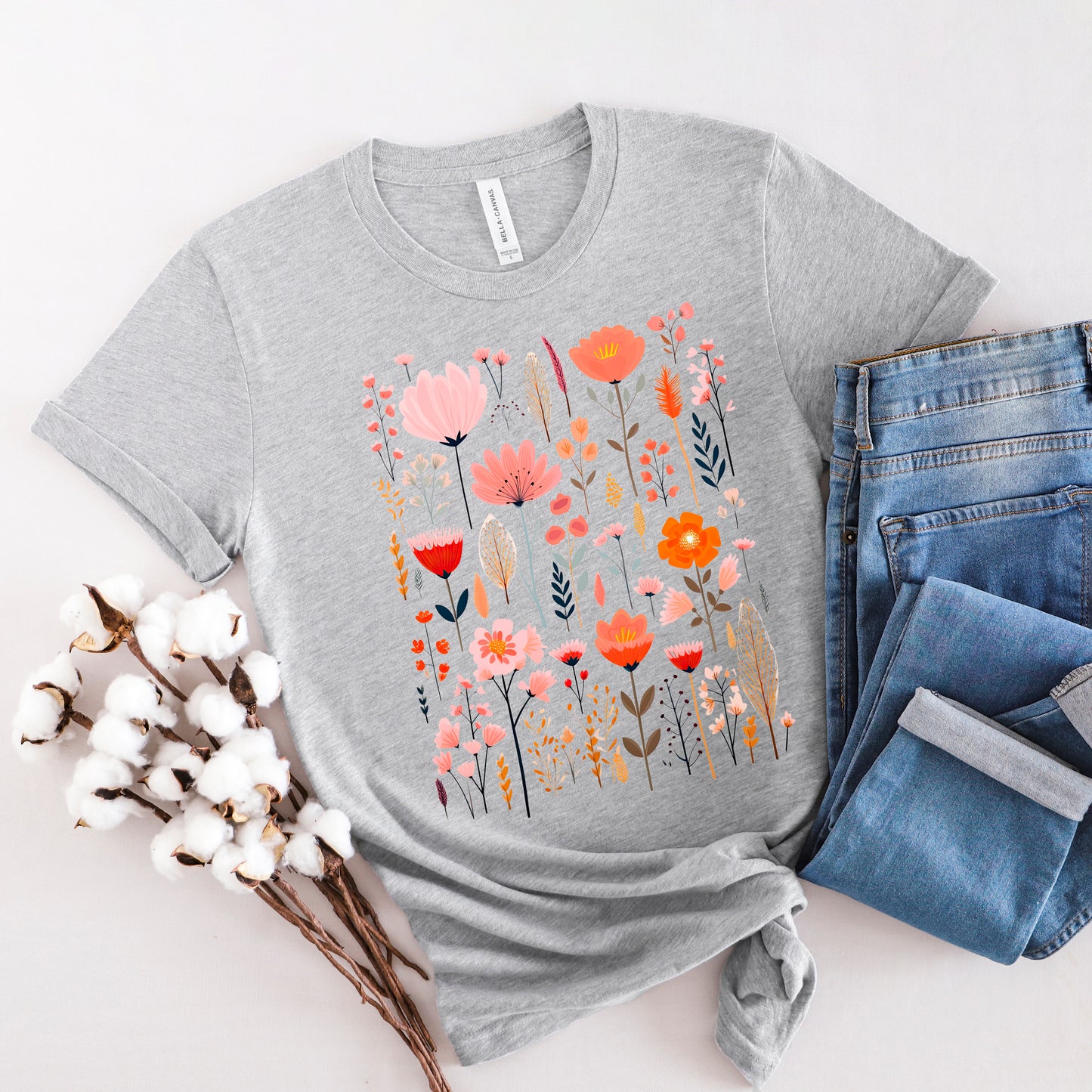 Pink Floral | Short Sleeve Crew Neck