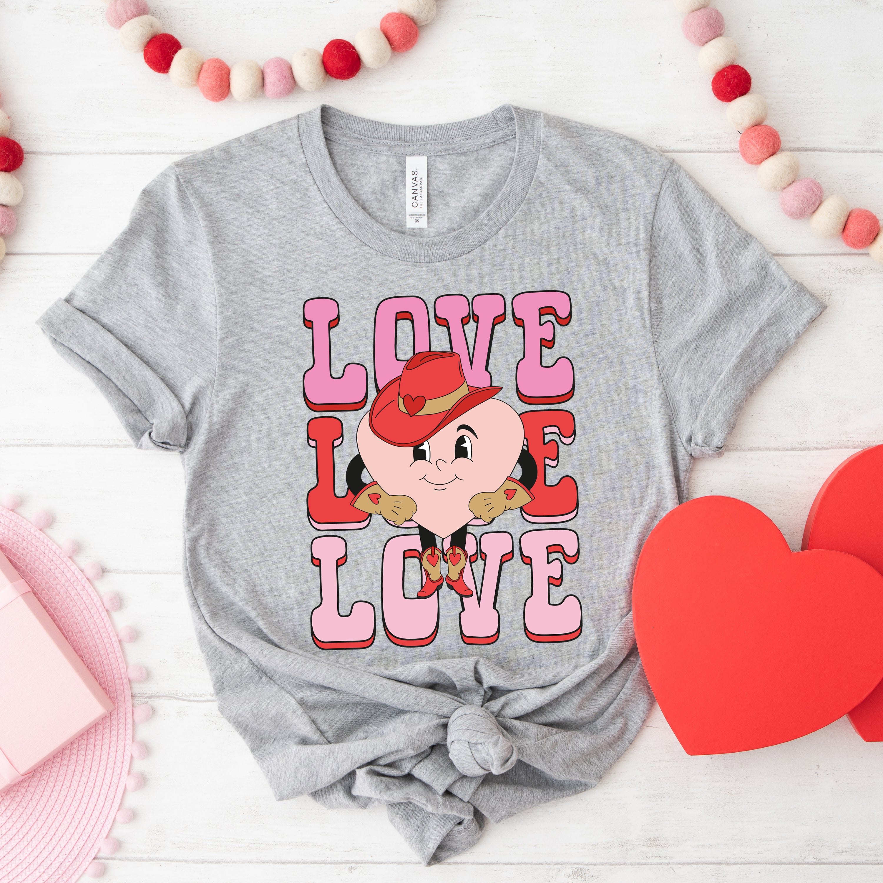 Love Stacked Western Heart | Short Sleeve Crew Neck