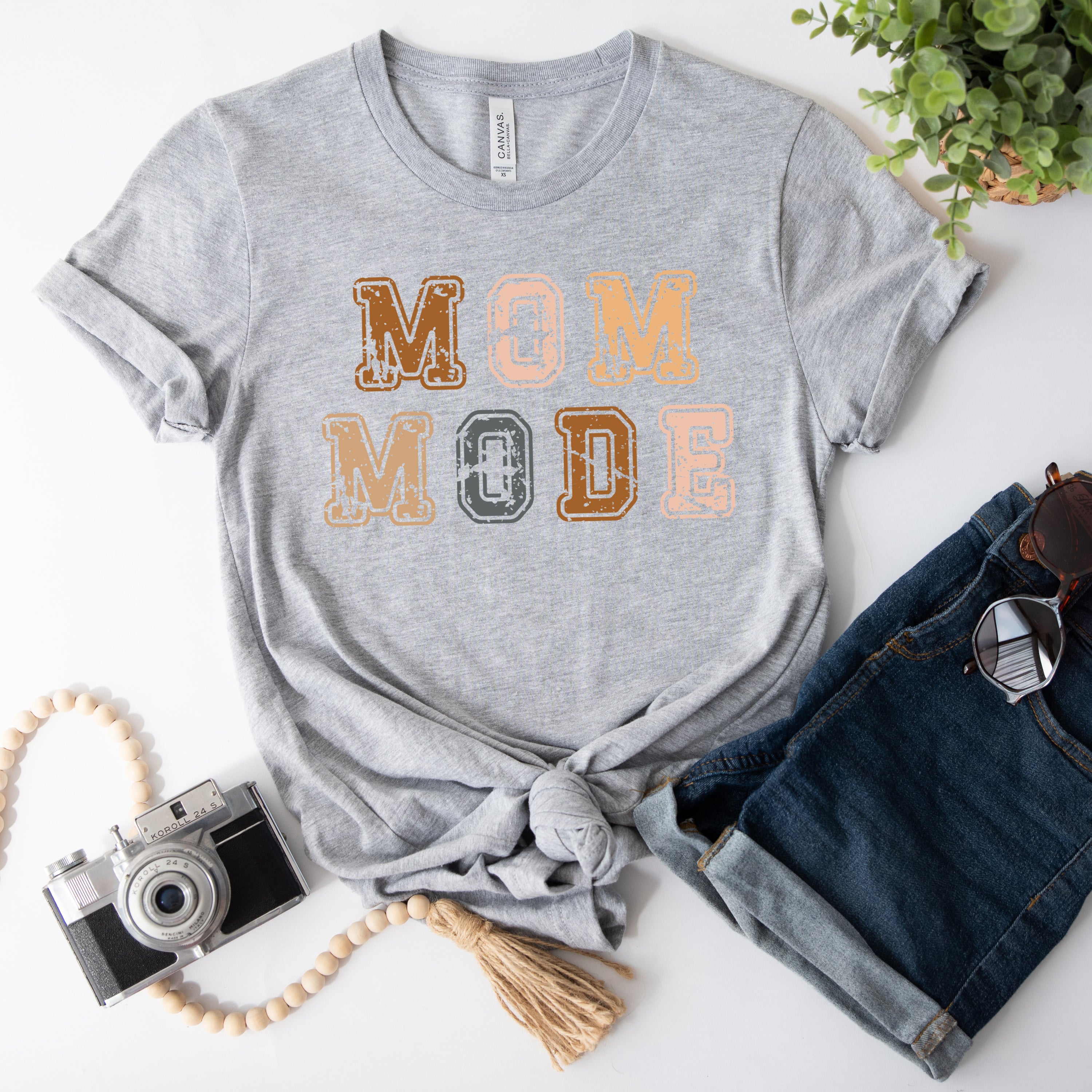 Colorful Mom Mode Stacked | Short Sleeve Crew Neck