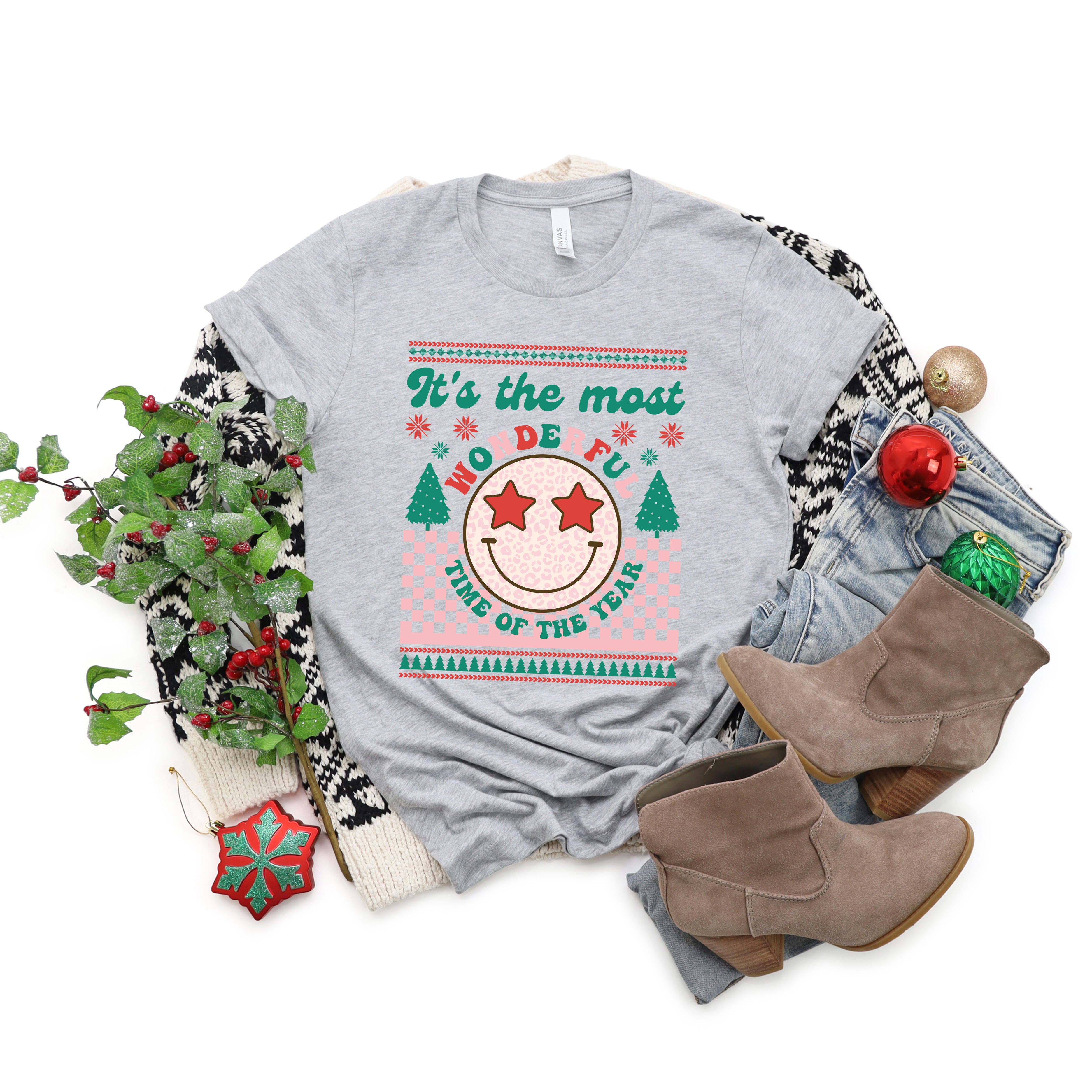 The Most Wonderful Time Smiley | Short Sleeve Crew Neck