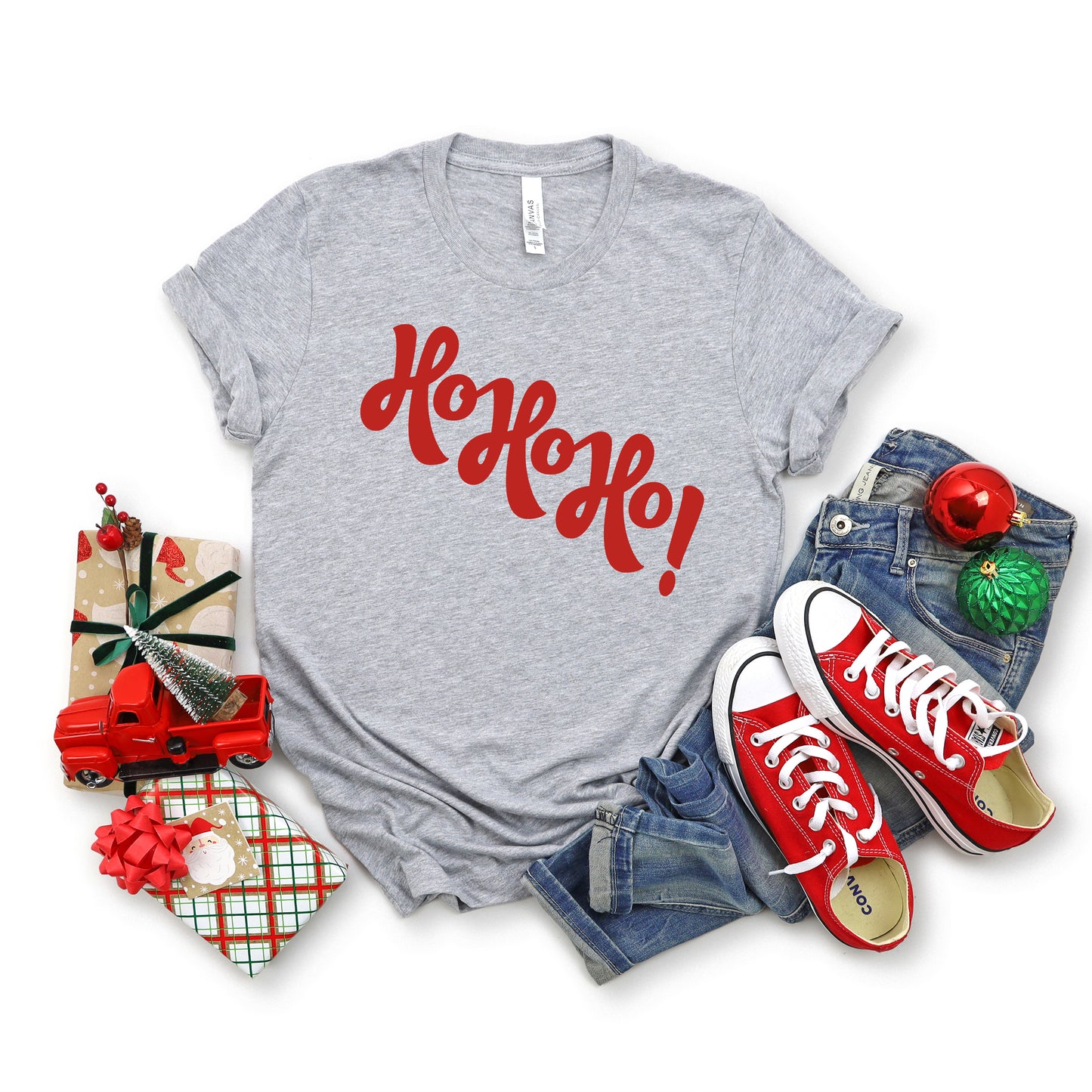 Diagonal Ho Ho Ho | Short Sleeve Crew Neck