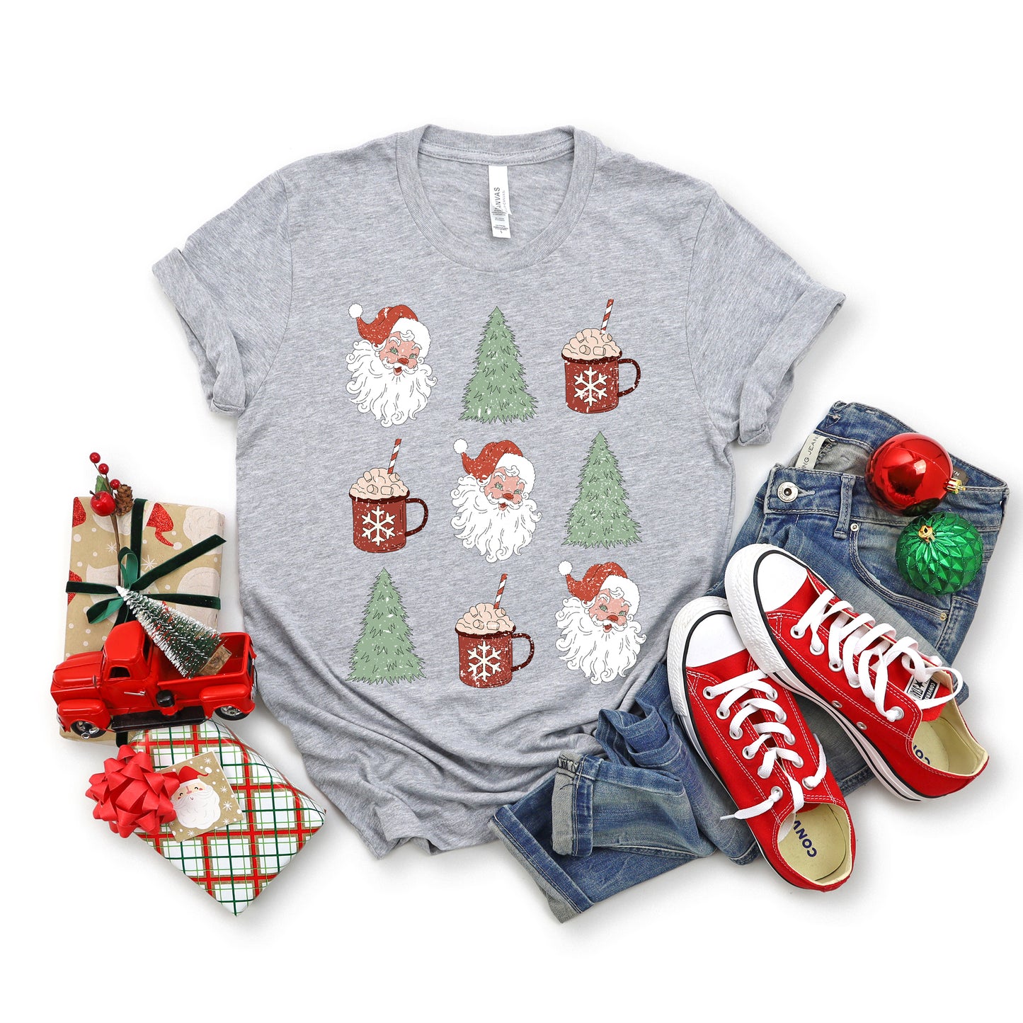 Tree and Mug Collage | Short Sleeve Crew Neck