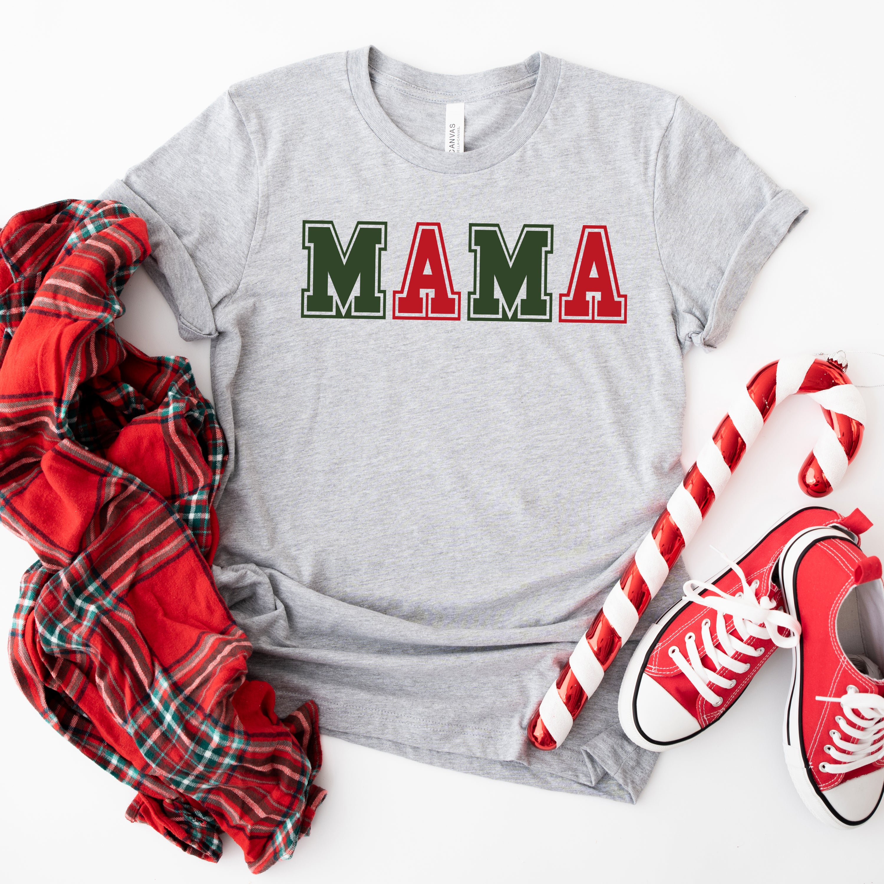 Mama Green and Red Bold | Short Sleeve Crew Neck