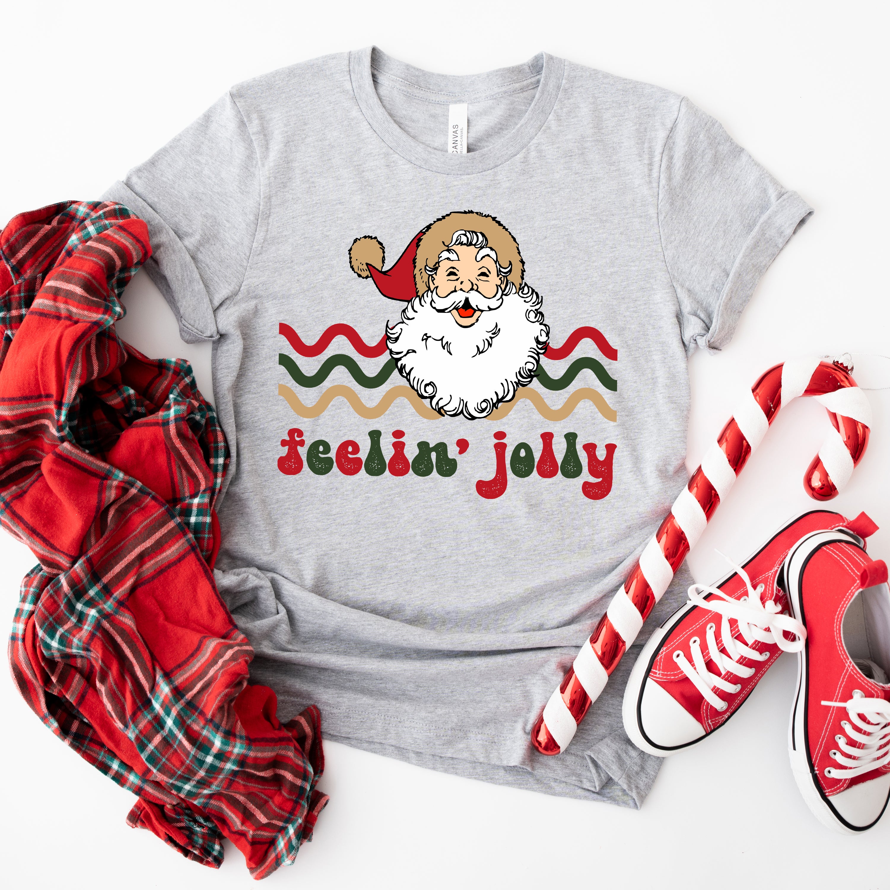 Feelin' Jolly Stripes | Short Sleeve Crew Neck