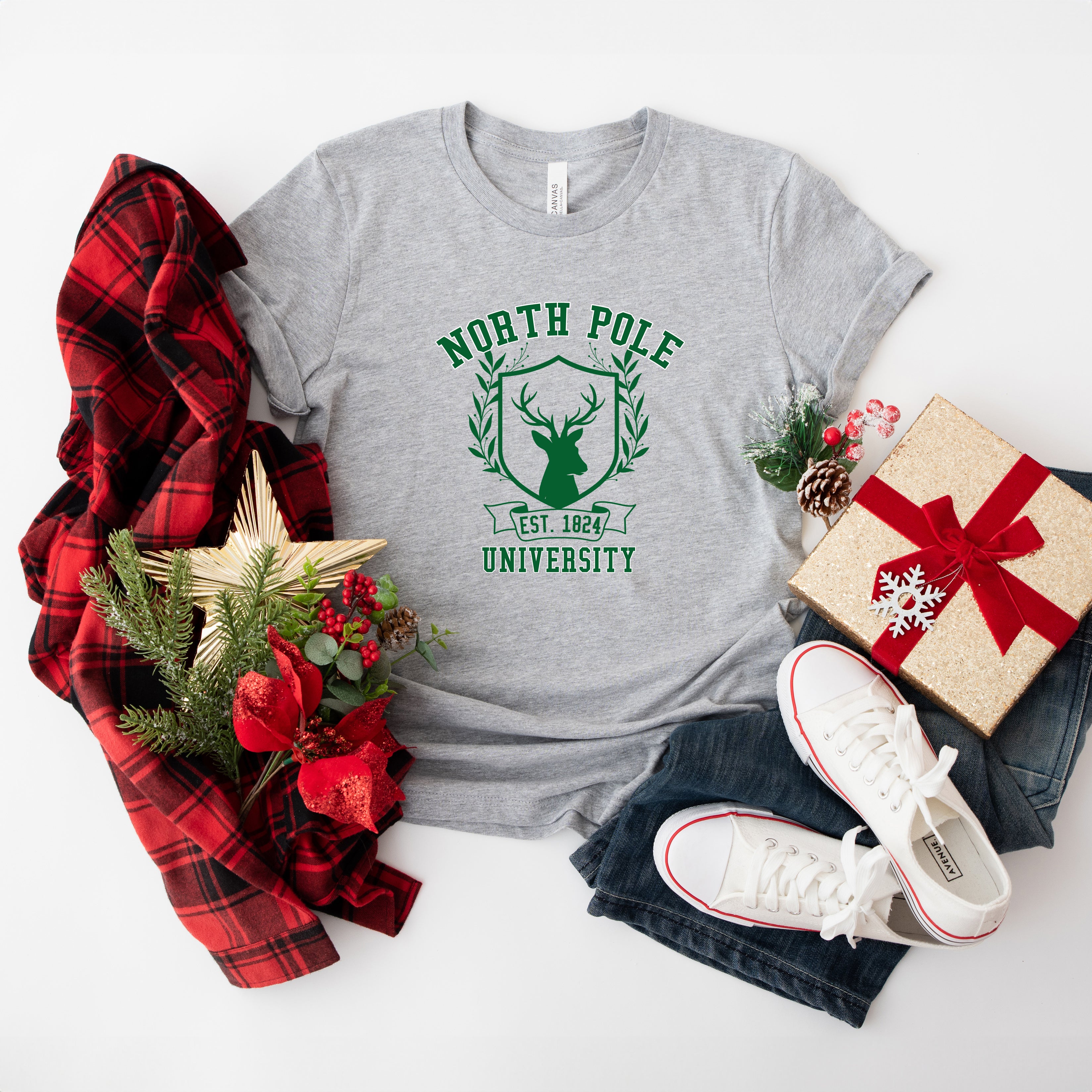 North Pole University Reindeer | Short Sleeve Crew Neck