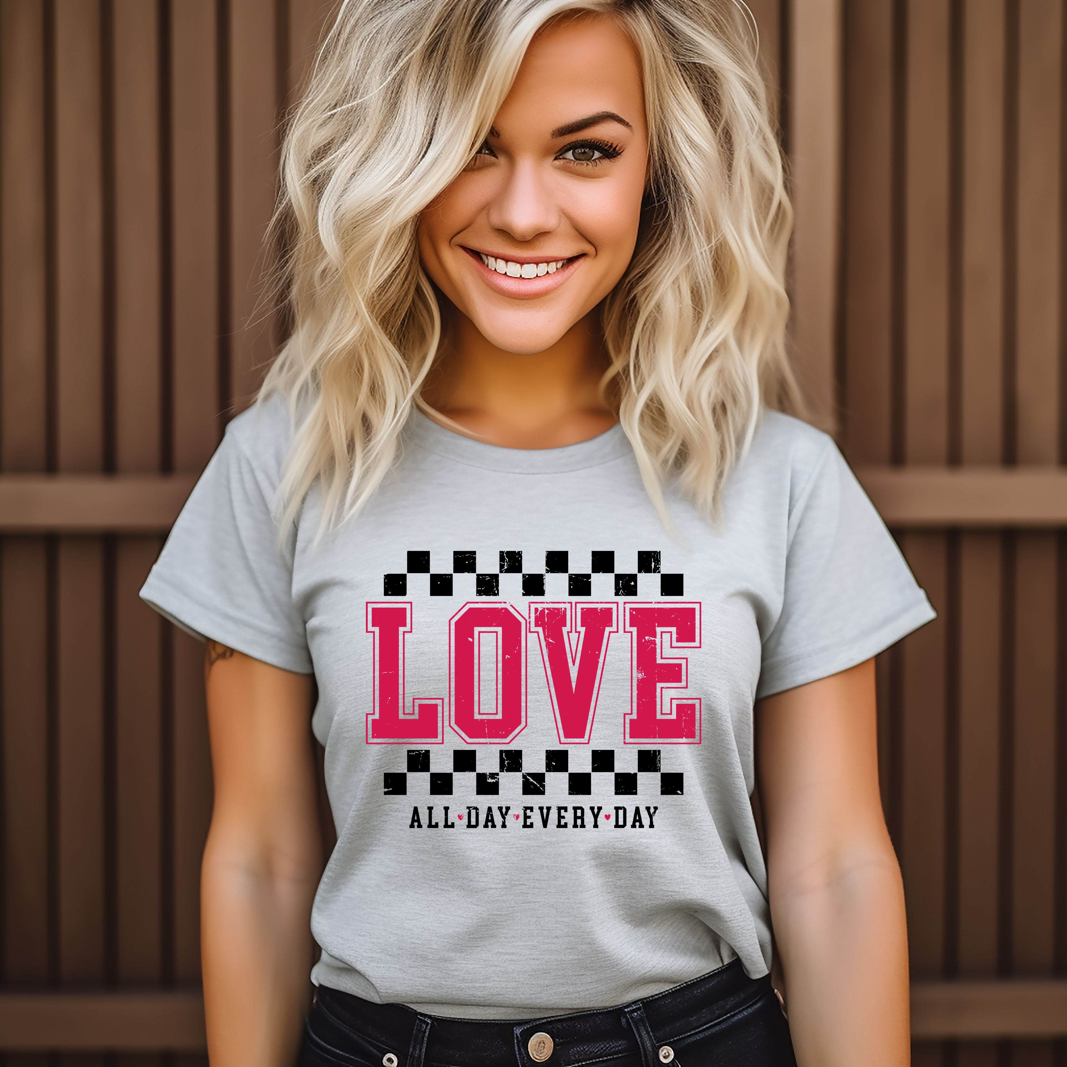 Love All Day Everyday Checkered | Short Sleeve Graphic Tee
