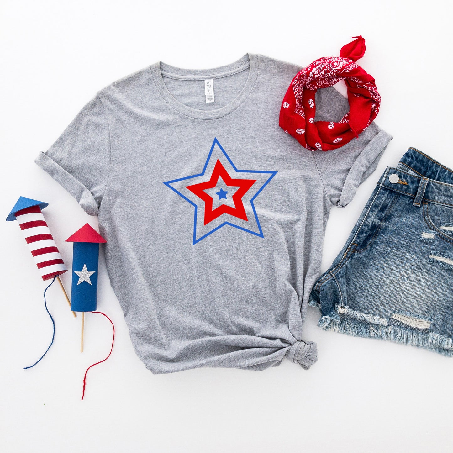 Patriotic Three Stars | Short Sleeve Graphic Tee
