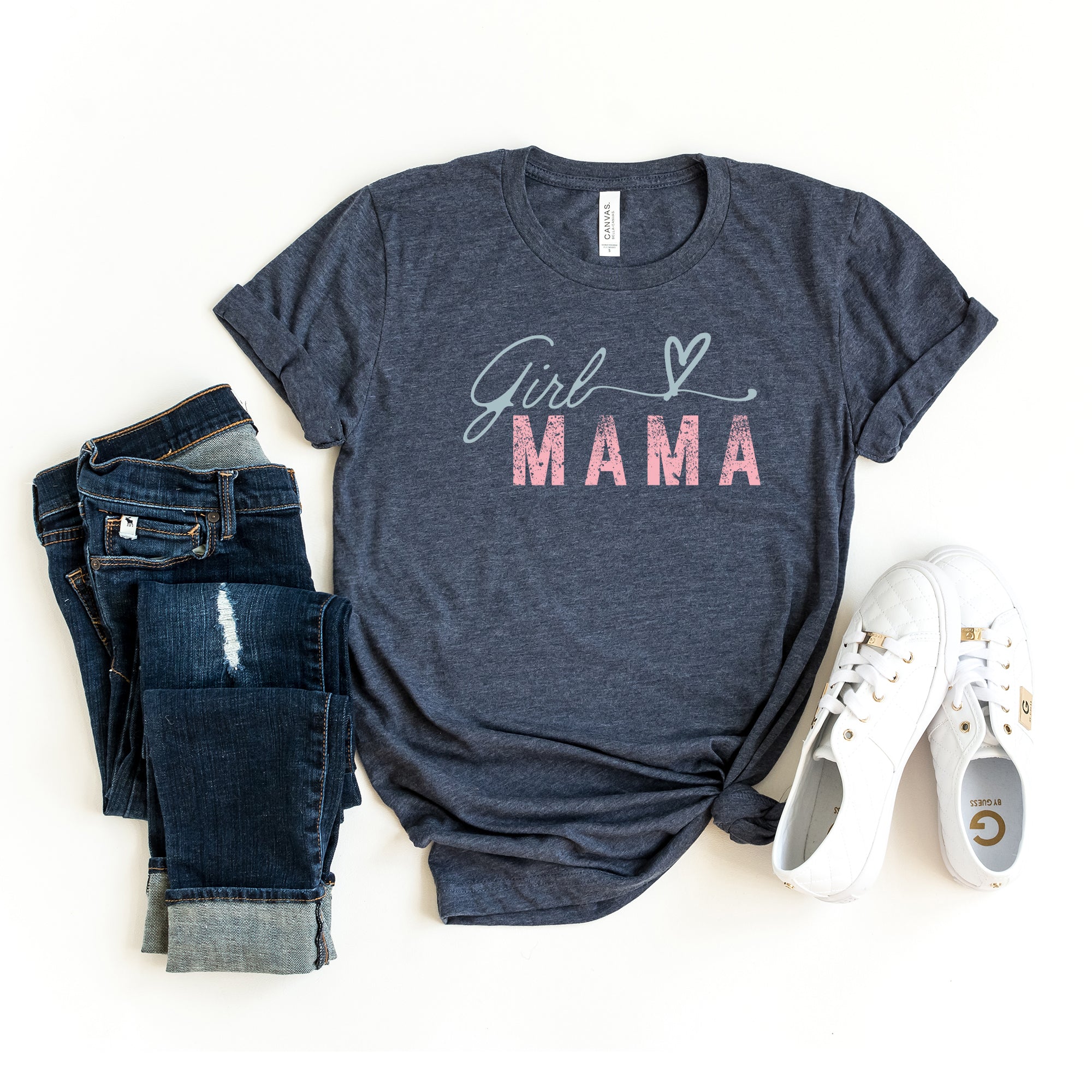 Girl Mama Heart Colorful | Short Sleeve Graphic Tee