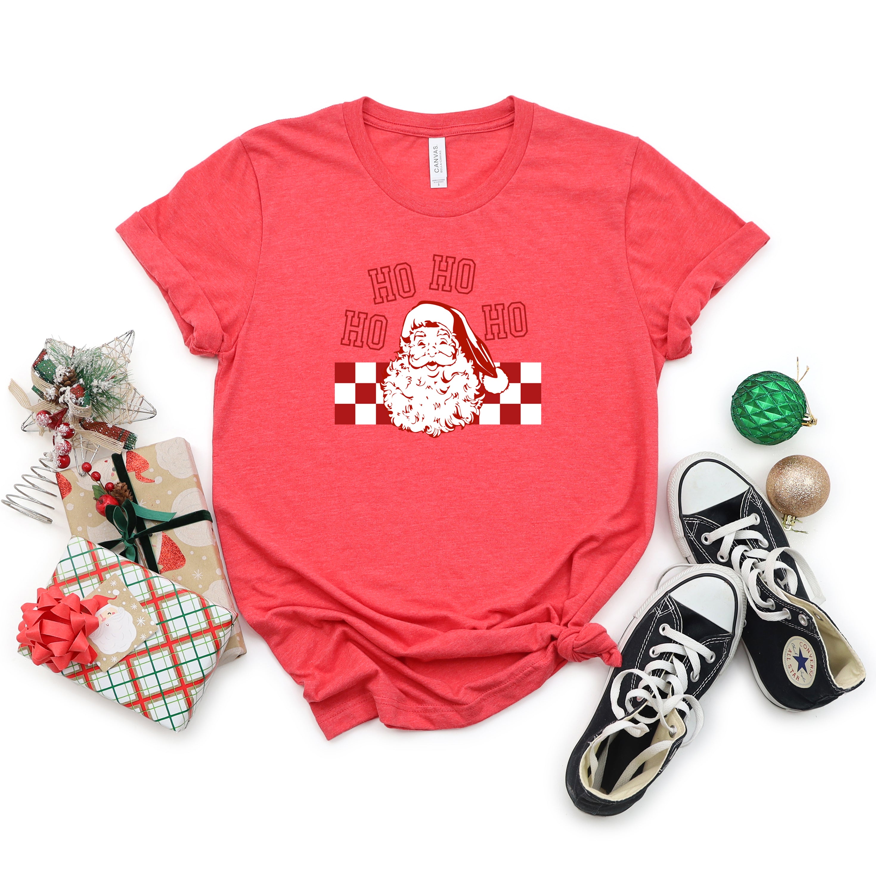Ho Ho Ho Checkered | Short Sleeve Crew Neck