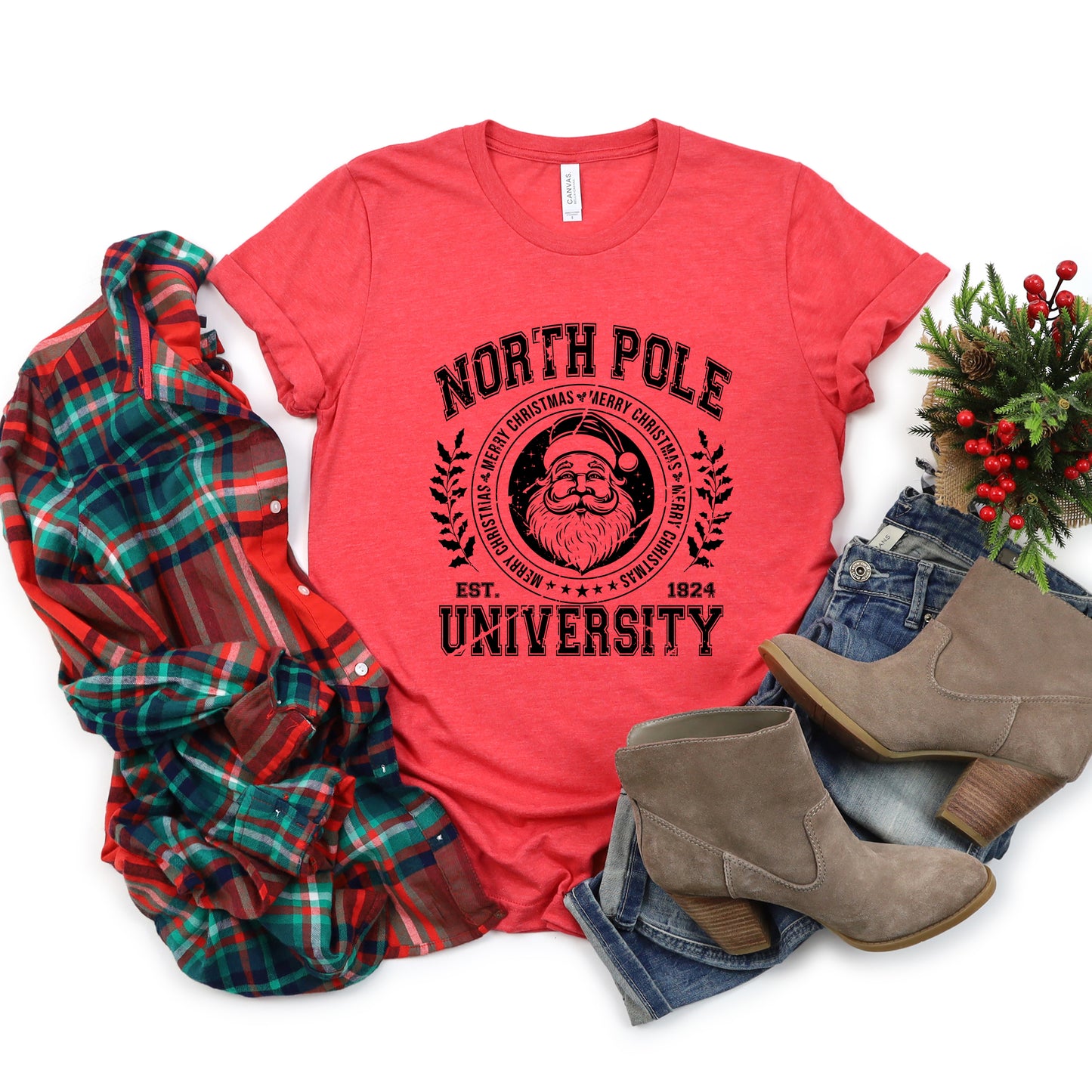 North Pole University Distressed | Short Sleeve Crew Neck
