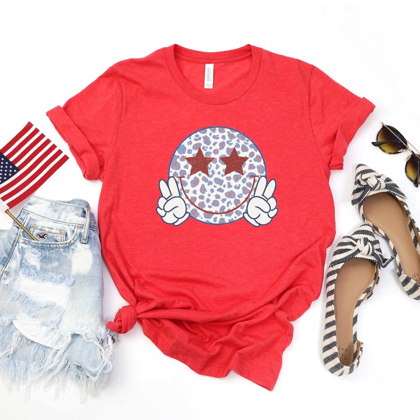 Leopard Smiley Peace Sign | Short Sleeve Graphic Tee