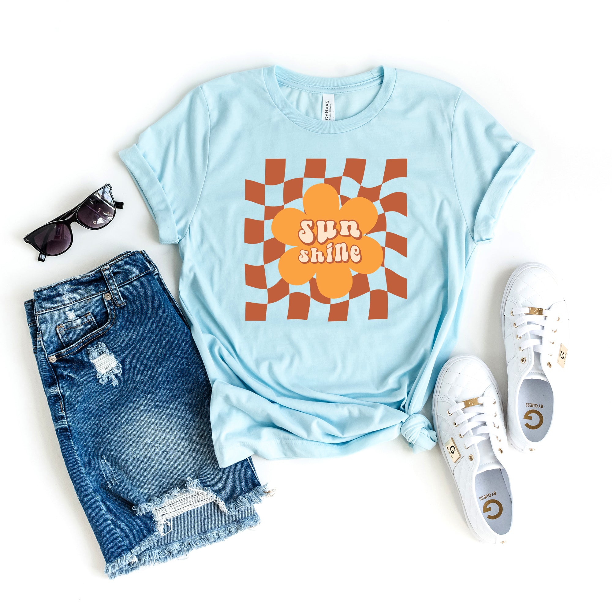 Sun Shine Checkered | Short Sleeve Crew Neck